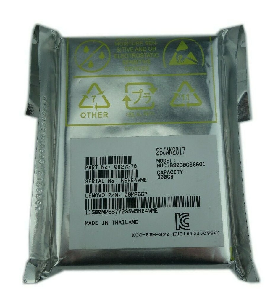 Lenovo 300GB 10K SAS 6Gb/s 2.5" HDD HUC109030CSS601 00MP667 