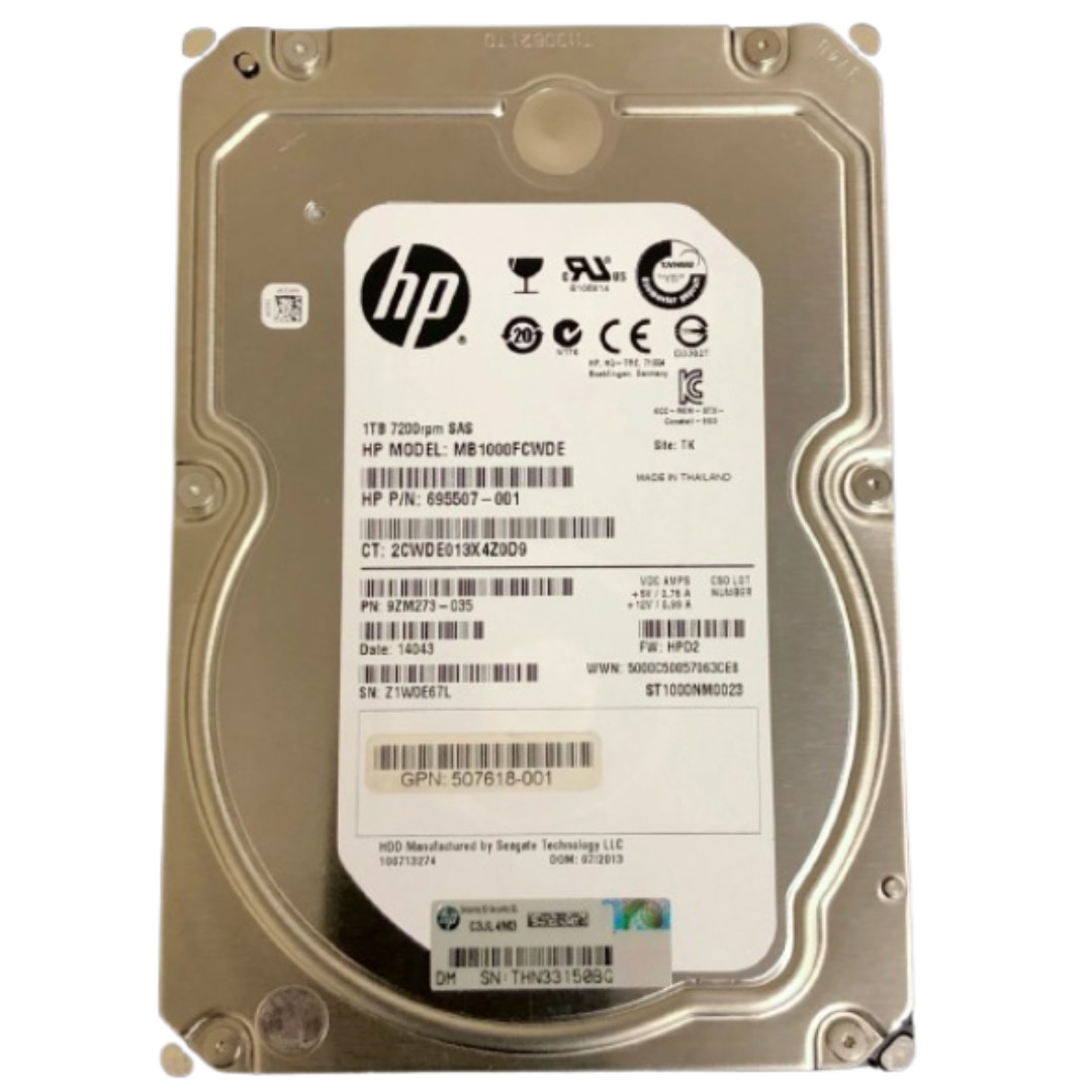HP MB1000FCWDE 695507-001 1TB 3.5"SAS 6Gb/s 7.2K Hard Drive