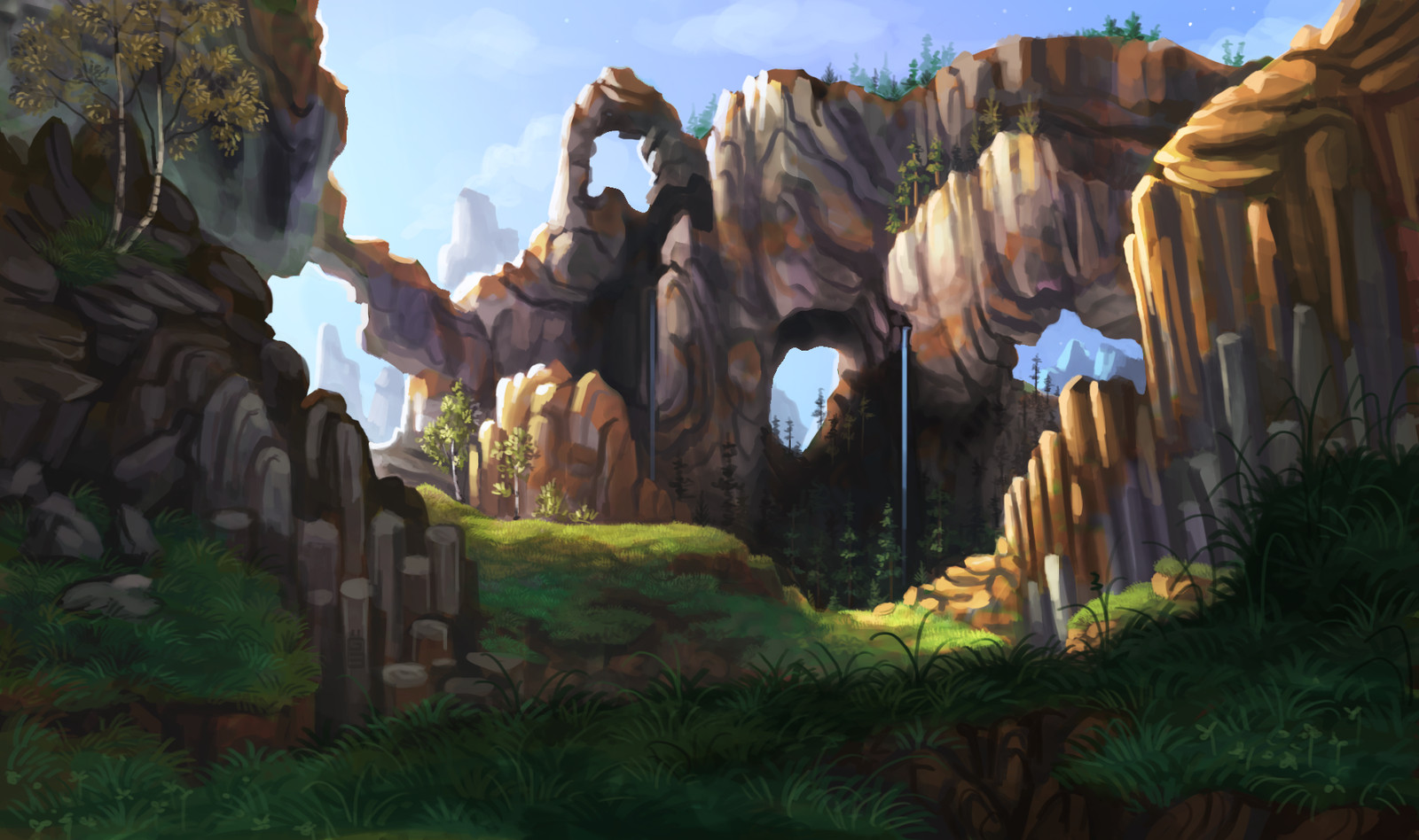 Landscape watercolor fantasy art rocks nature Custom Gaming Mat Desk