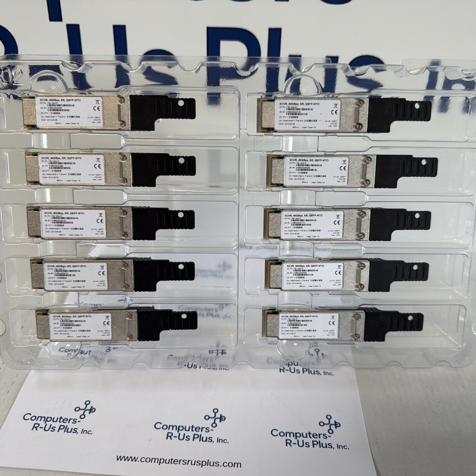 10 Sun Oracle 135-1204-01 40GBase-SR4 QSFP+ 850nm MMF Optical Transceiver qty 10