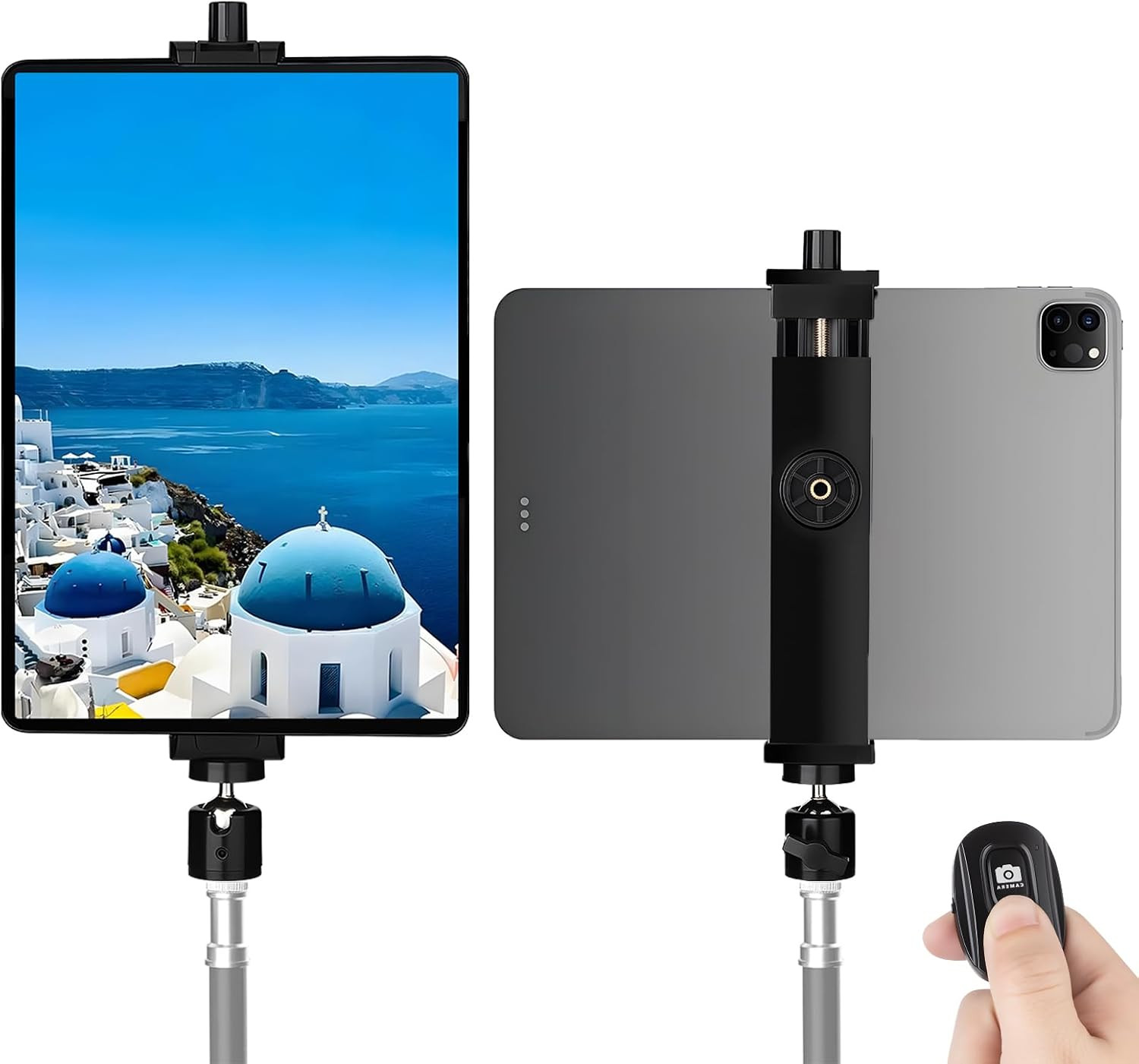 Ipad Tripod Mount Adapter with Ball Head, Universal 360 Rotatable Tablet Clamp