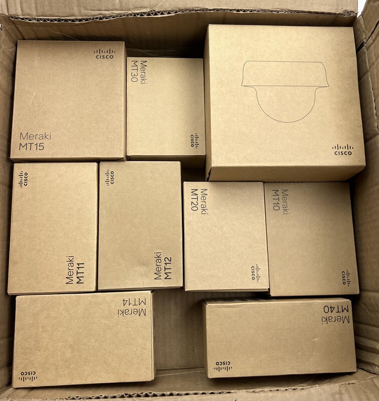 LOT OF 9 CISCO MERAKI MT SENSORS & MV12WE SECURITY CAMERA ALL UNCLAIMED