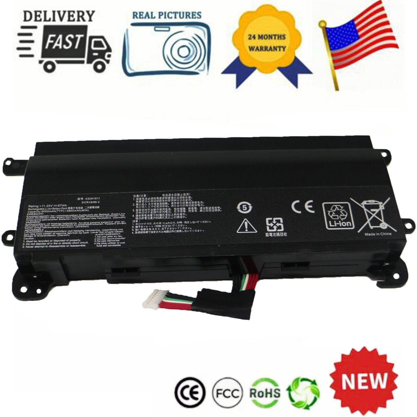 A32N1511 Battery for ASUS ROG G752 G752V G752VL G752VT G752VM G752VY G752VS 67Wh