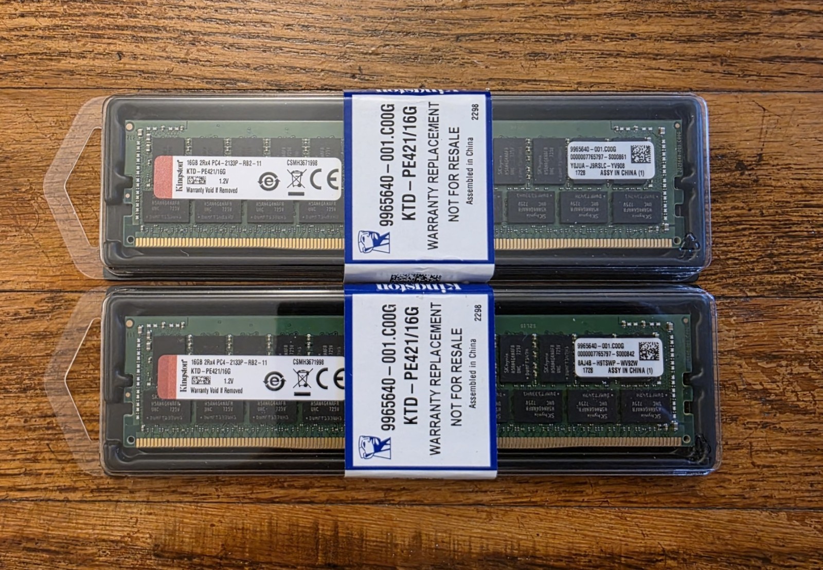 Lot of Two (2) New Kingston KTD-PE421/16G 16GB DDR4 2133MT/s ECC Reg
