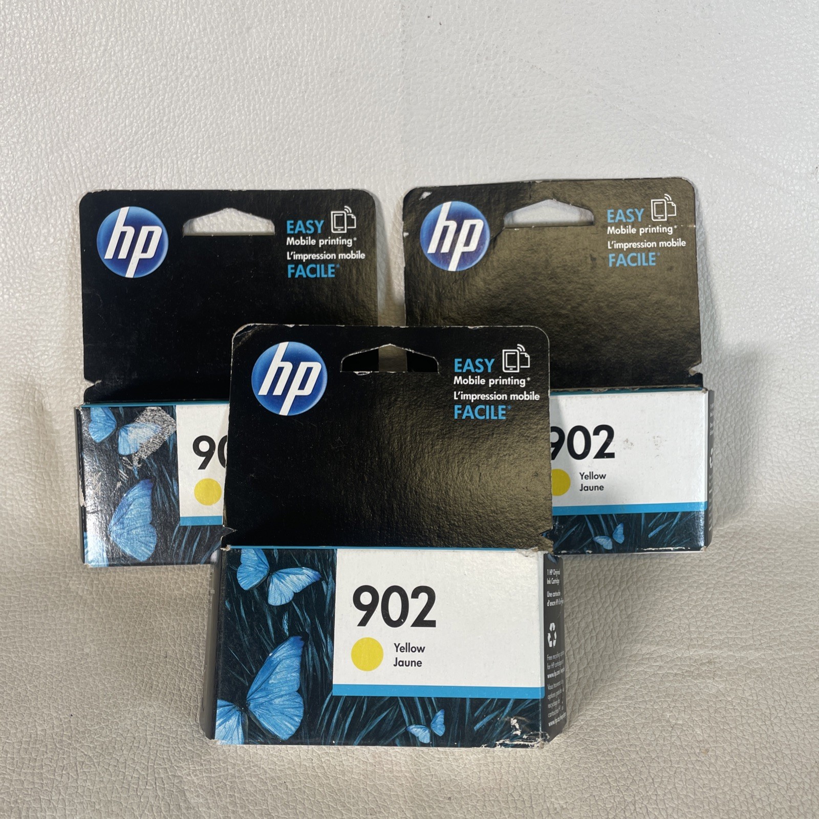 GENUINE HP 902 Yellow Ink Cartridges T6L94AN  Set Of 3 Dated 03/2018