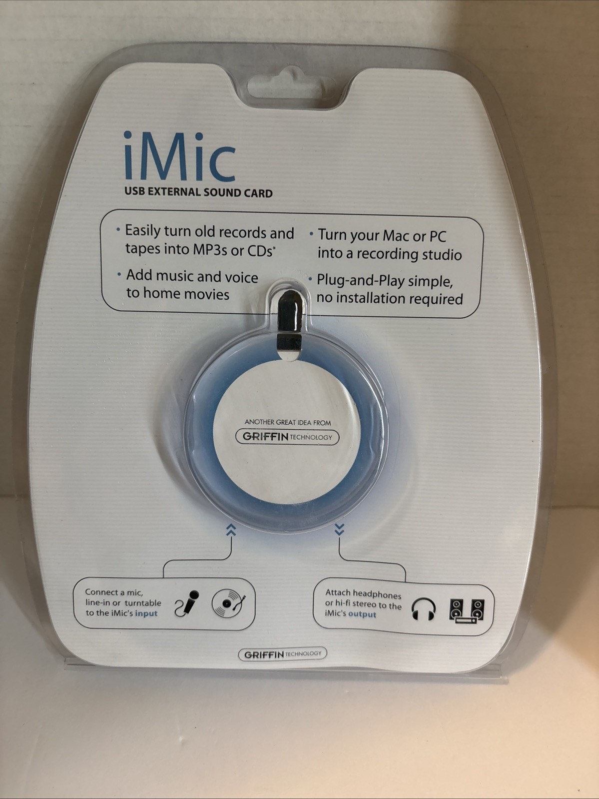 Griffin iMic USB External Sound Card universal audio adapter NEW