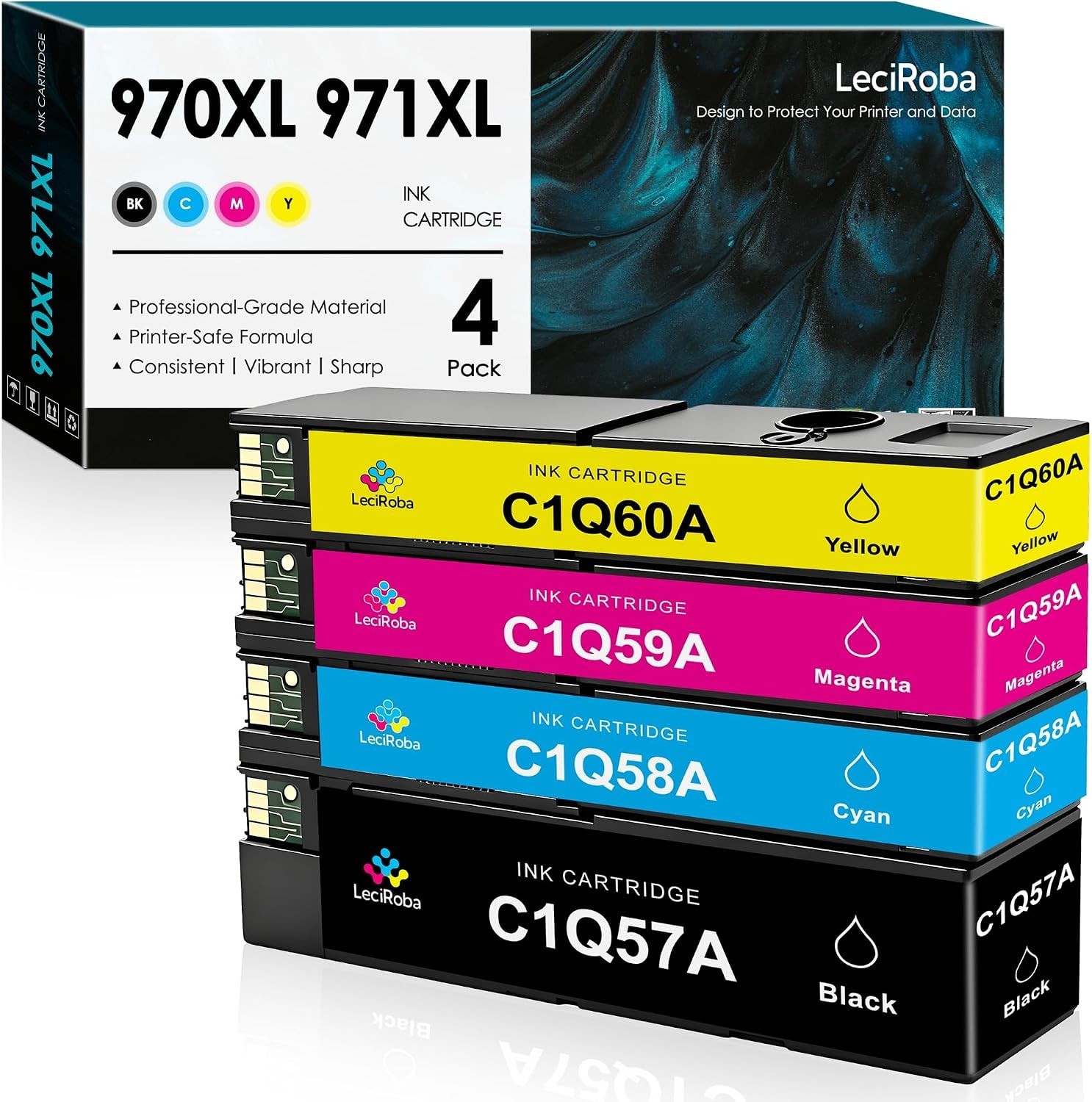 Compatible w/ HP 970XL 971XL Ink Set 4 Pack PageWide X451 X476 X551 X576