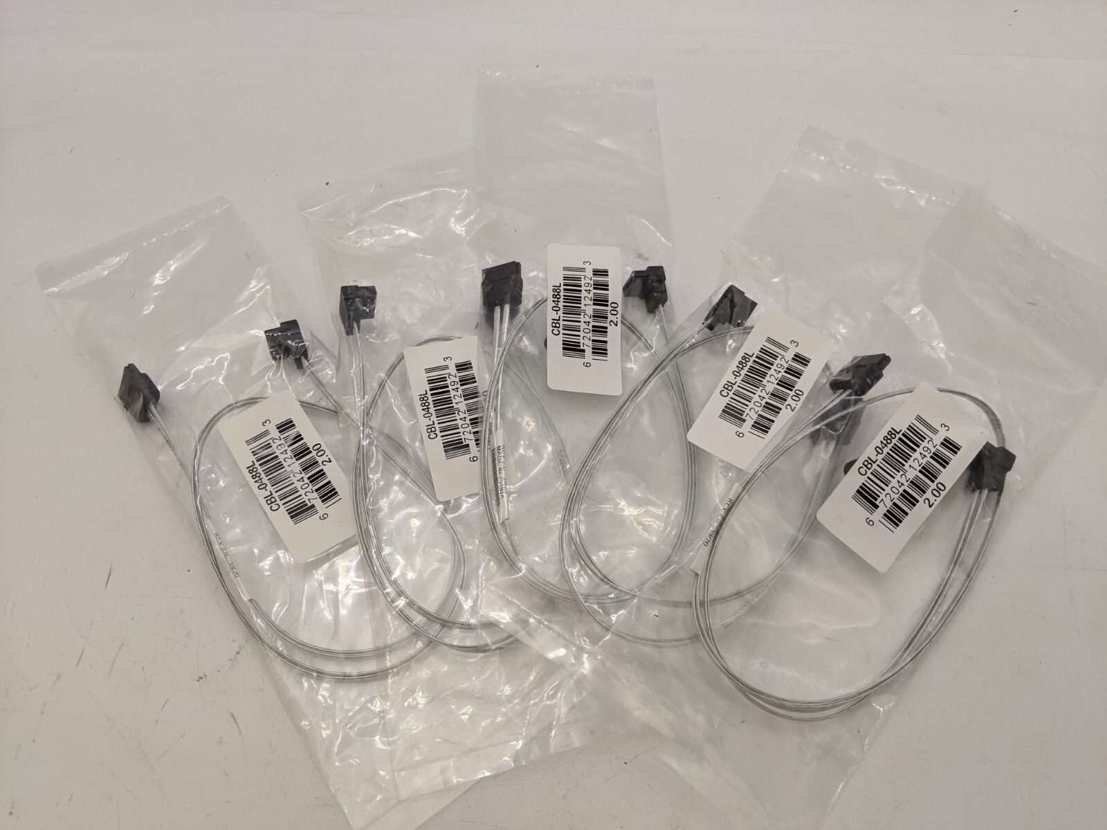 5 Piece CBL-0488L Supermicro SATA Round Straight-Right Angle 45cm Cable NOS
