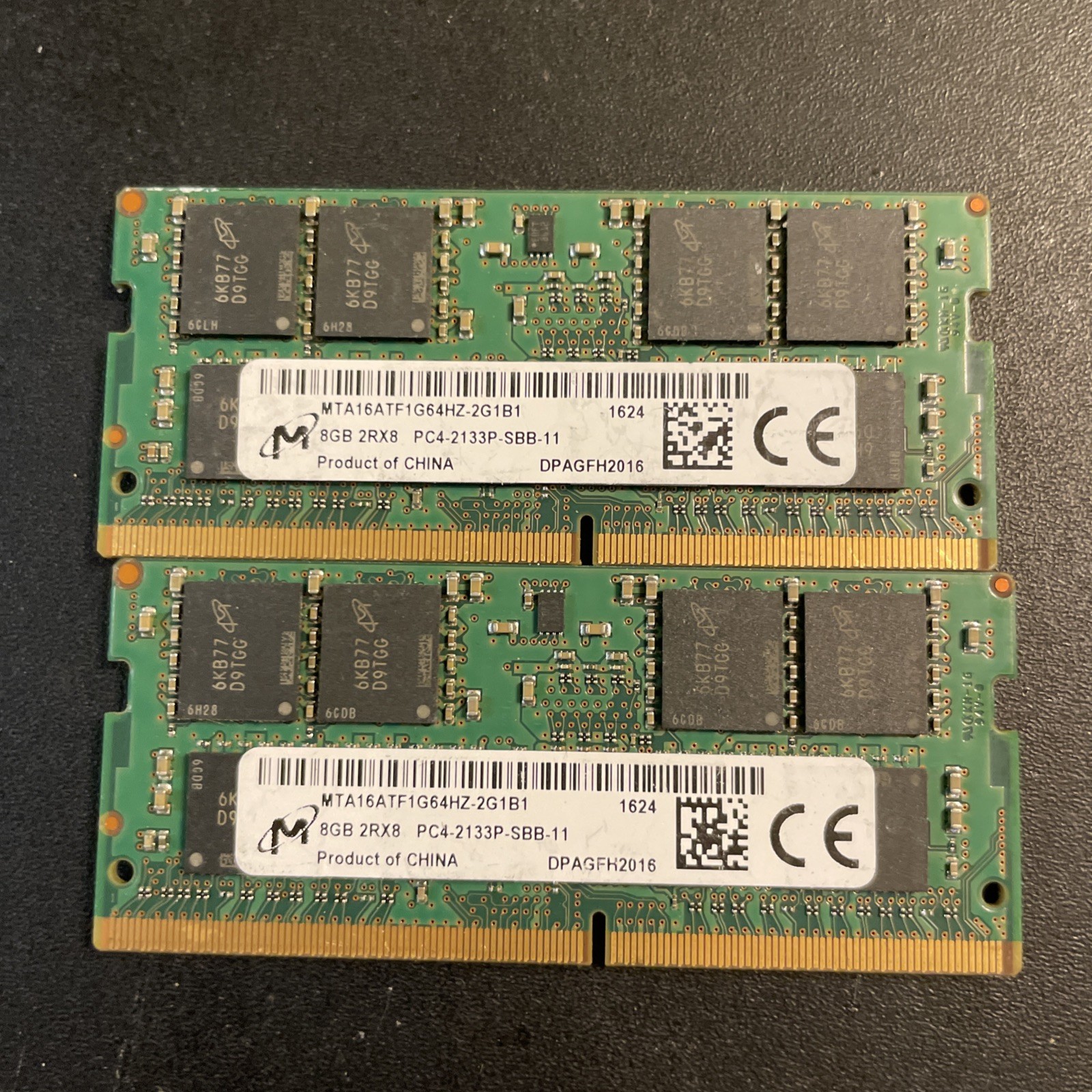 16GB Micron (2x 8GB) 2Rx8 PC4-2133P MTA16ATF1G64HZ-2G1B1 DDR4 SODIMM