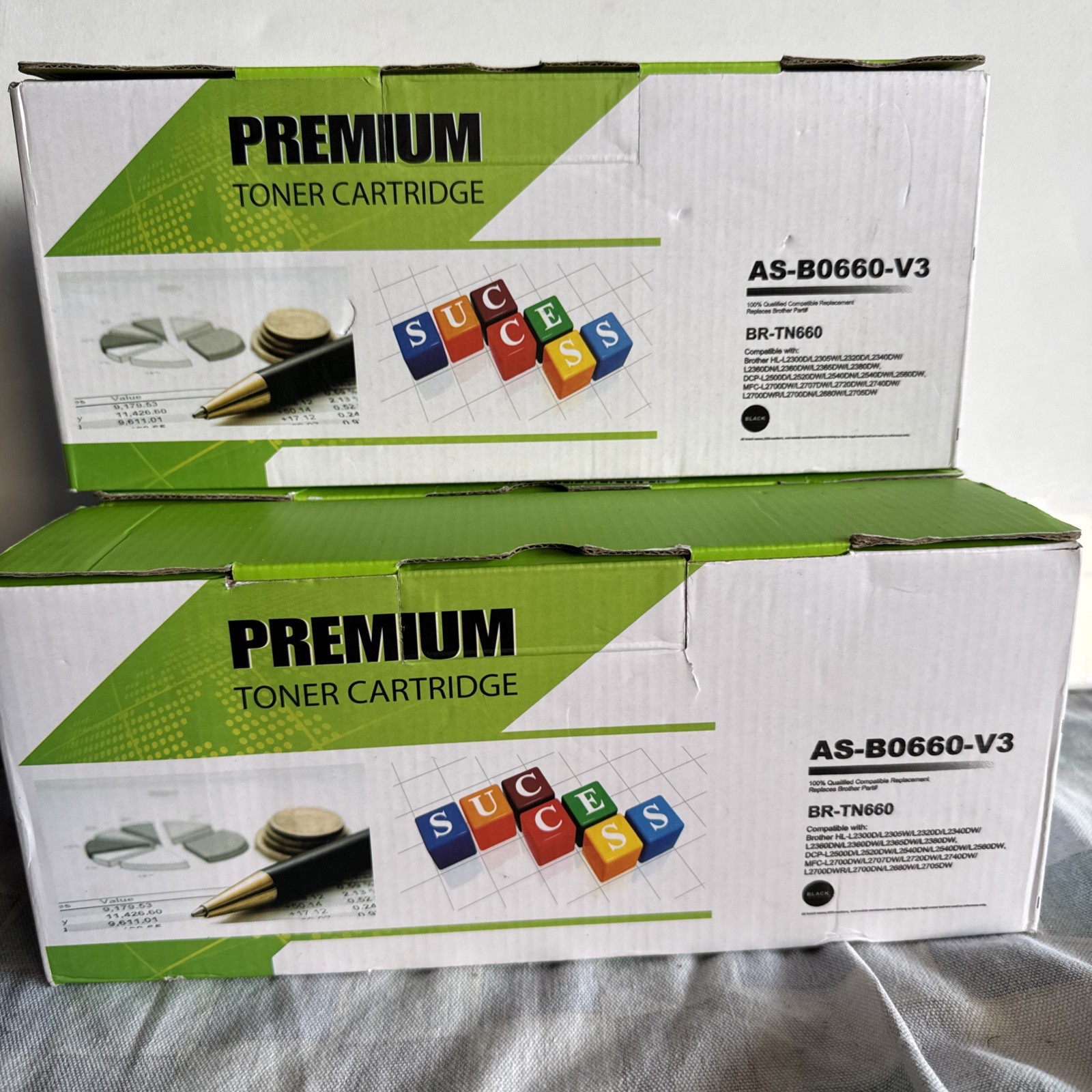 3 Pack Compatible Brother TN660 Toner Cartridge AS-B0660-V3 Premium Black