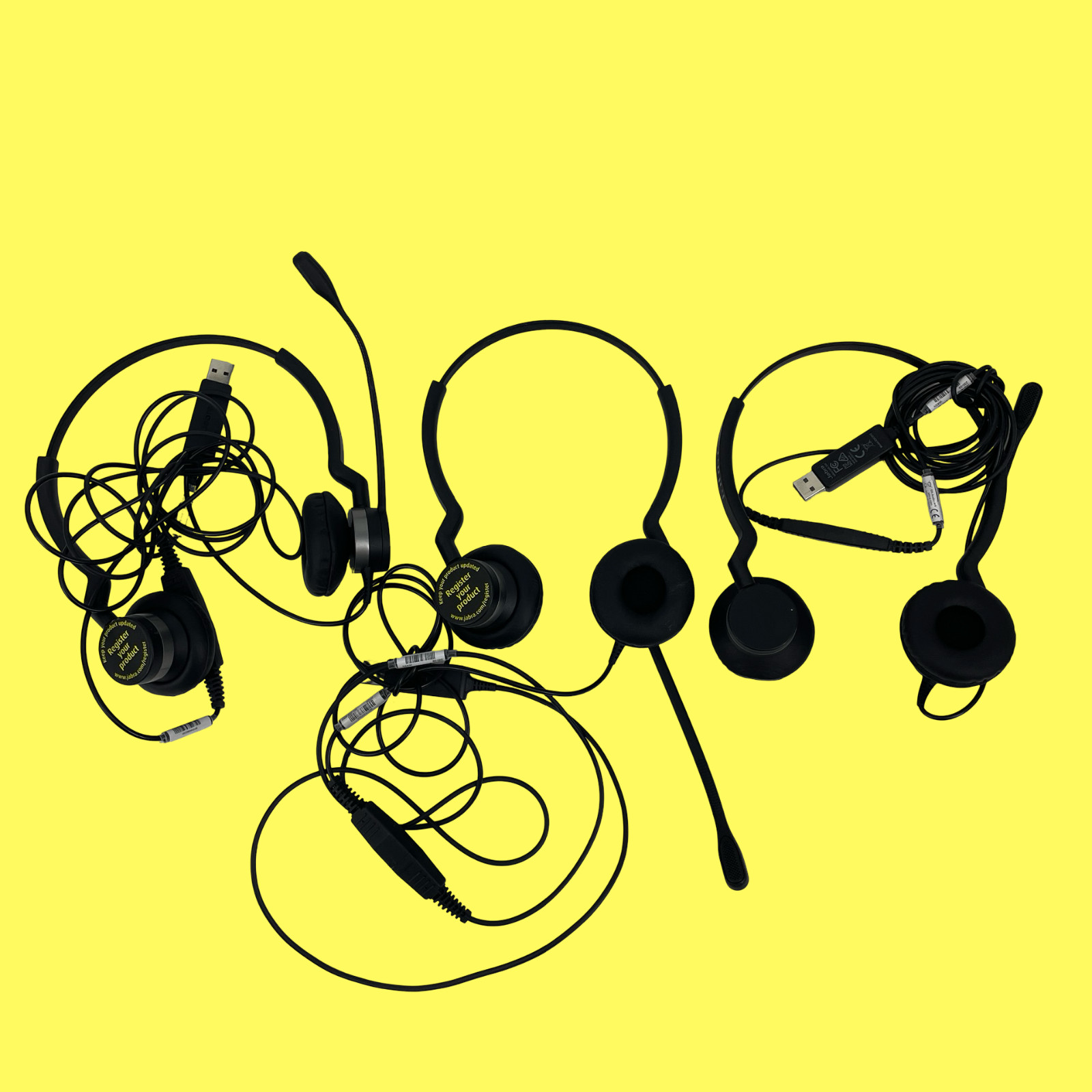 Lot of 3 - Headphones Jabra Model HSC015 P/N 2309-820-105 #8053 Z65/305