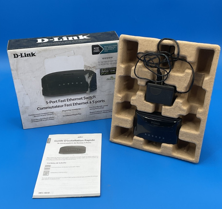 D-Link 5 port 10 100 Switch DES-1005E ✅ ❤️️ ✅ ❤️ ✅ ❤️️ ✅ ❤️ OPEN BOX