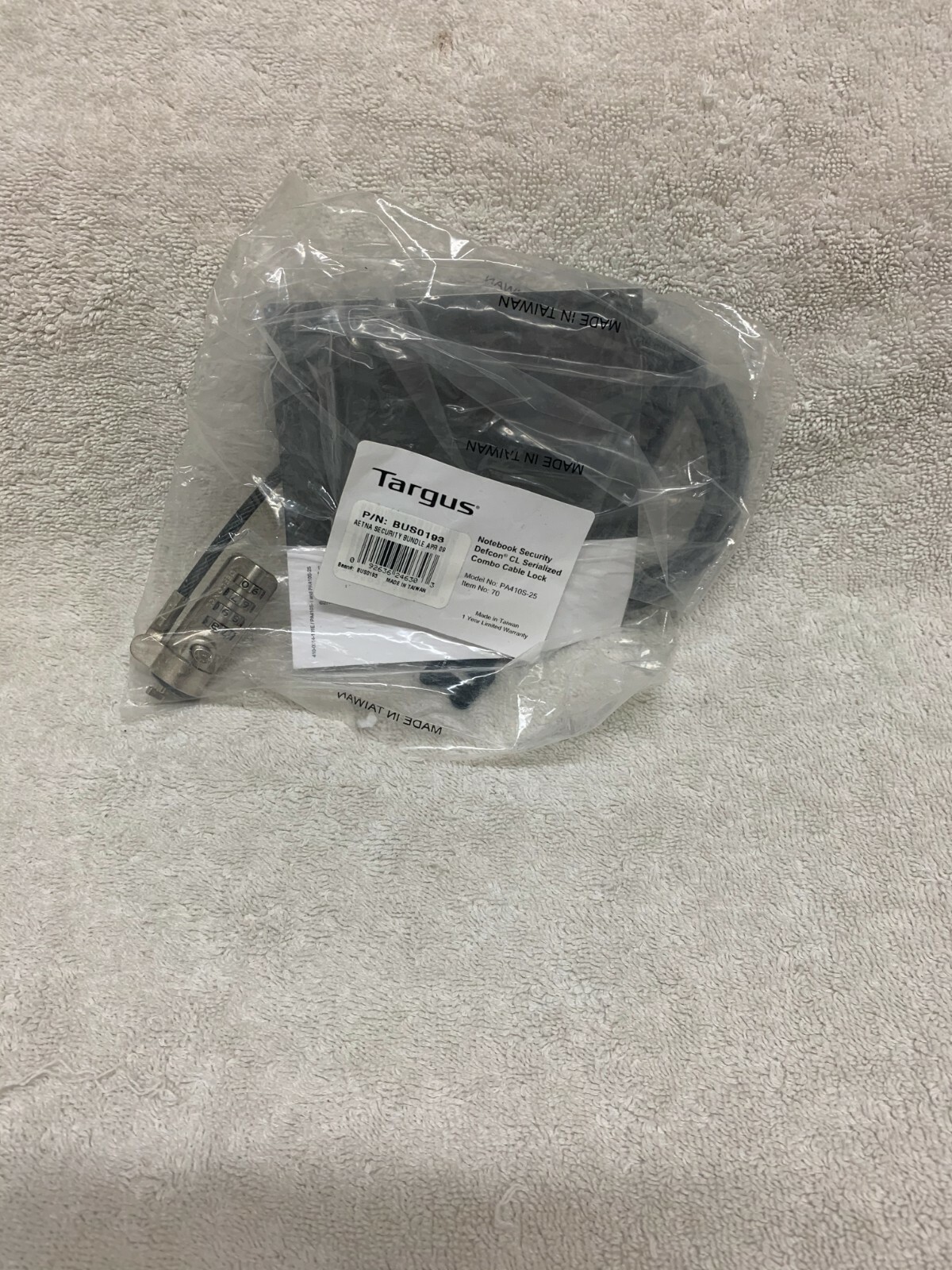 Targus Notebook Security DEFCON CL Serialized Combo Cable Lock Model: PA410S-25
