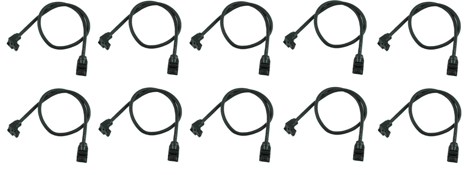 36" Inch Black SATA 3 III Round SSD/HDD Data Cable Straight to Rt Angle 10-Pack