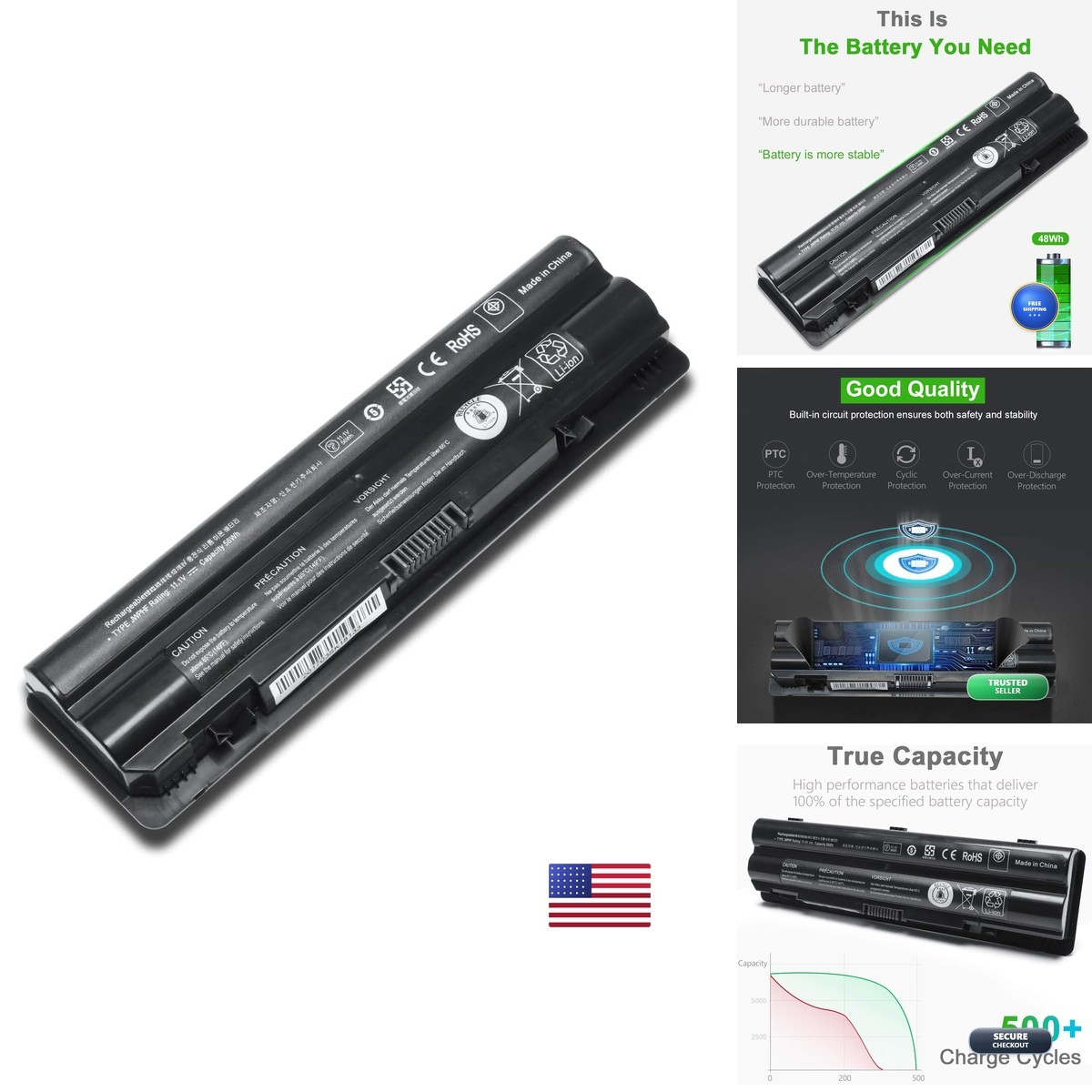 LQM 11.1V 50Wh New Laptop Battery for Dell XPS 14 15 17