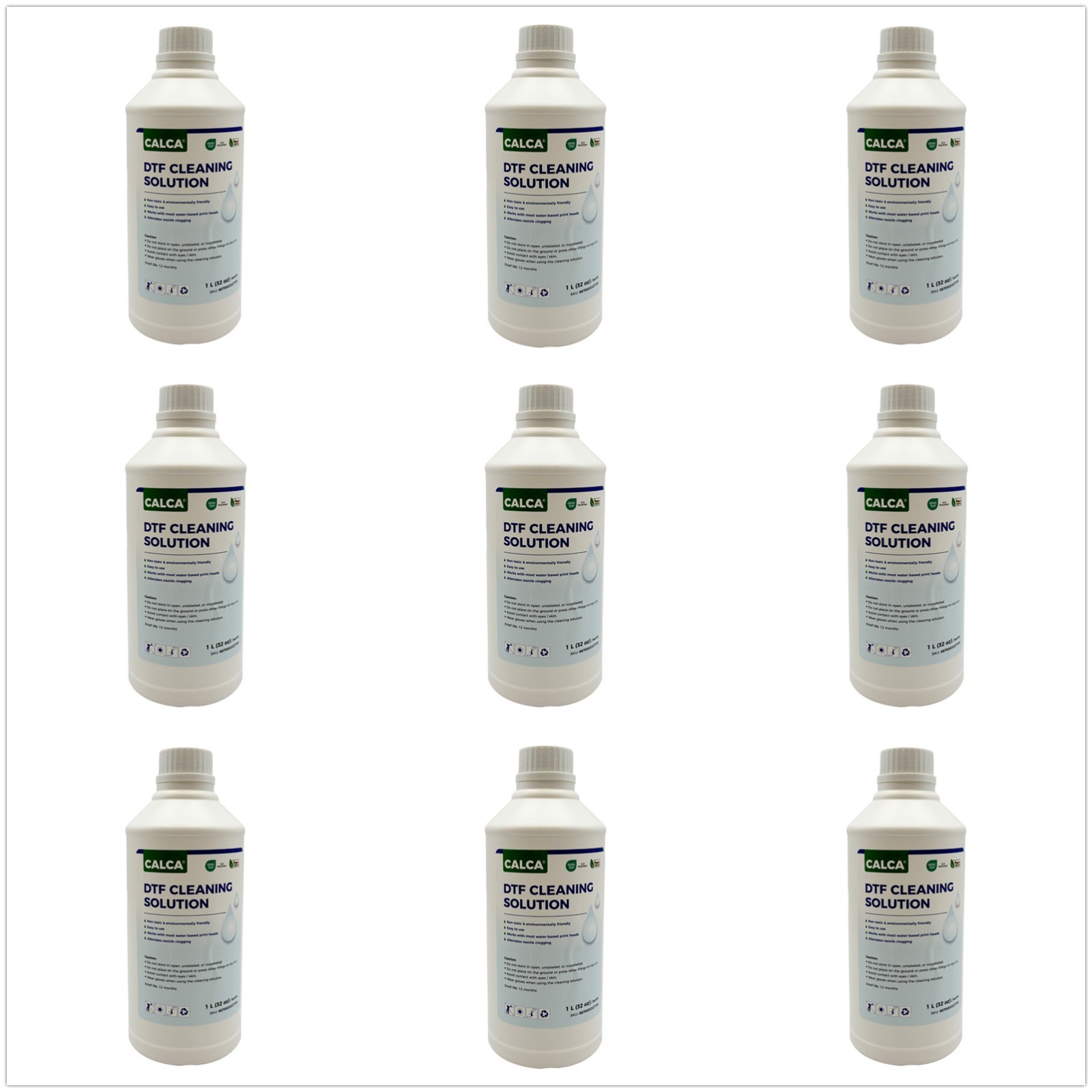 USA 10 Bottles 1L CALCA DTF Cleaning Solution for Water-based Epson Printheads