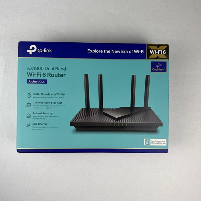 TP-Link AX1800 Dual Band Wi-Fi 6 Router. Model: Archer AX21(US) Ver:3.6