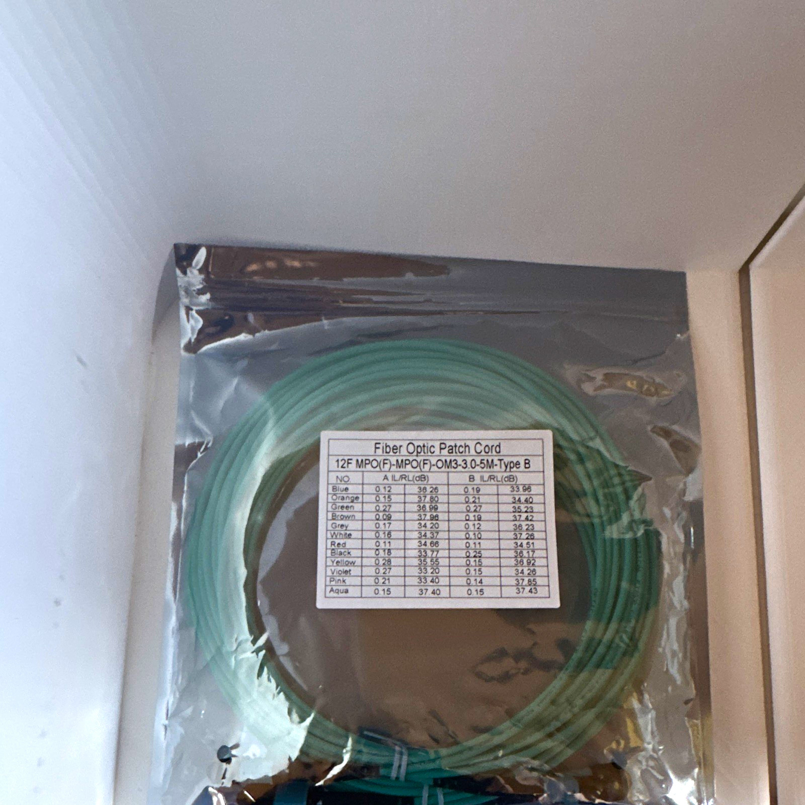 2-Pack NEW 5M OM3 12-Fiber MPO Female to MPO Female Type B Fiber Patch Cables