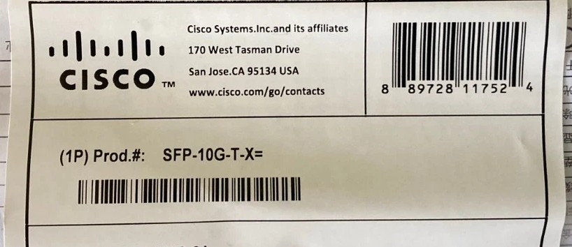 Genuine Cisco SFP-10G-T-X  Transceiver 10G Ethernet Copper Module
