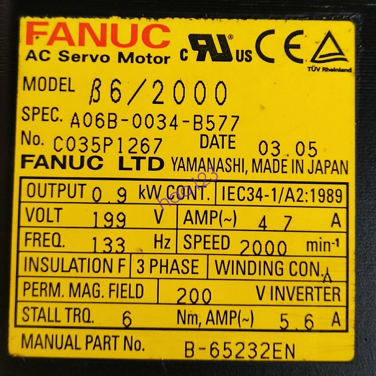 1 PCS A06B-0034-B577 Brand New A06B 0034 B577 servo motor A06B0034B577 DHL/FedEx