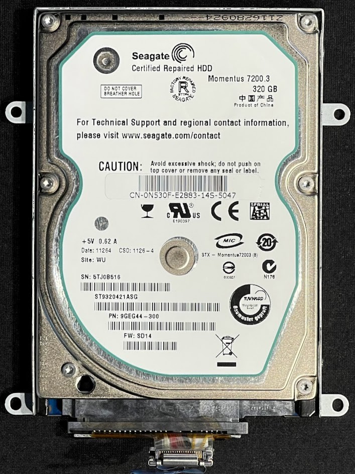 Seagate 320GB 7200RPM 2.5" SATA HDD w/ Conn. Clip / ST9320421ASG / N530F / P464F