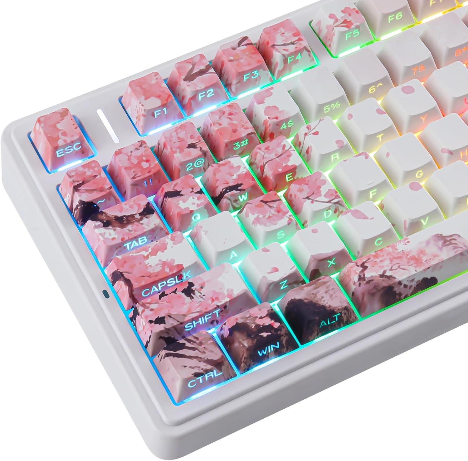 Tsungup PBT Keycaps Cherry Blossom Keycap Set-Sakura Pink Keycaps 131 Keys