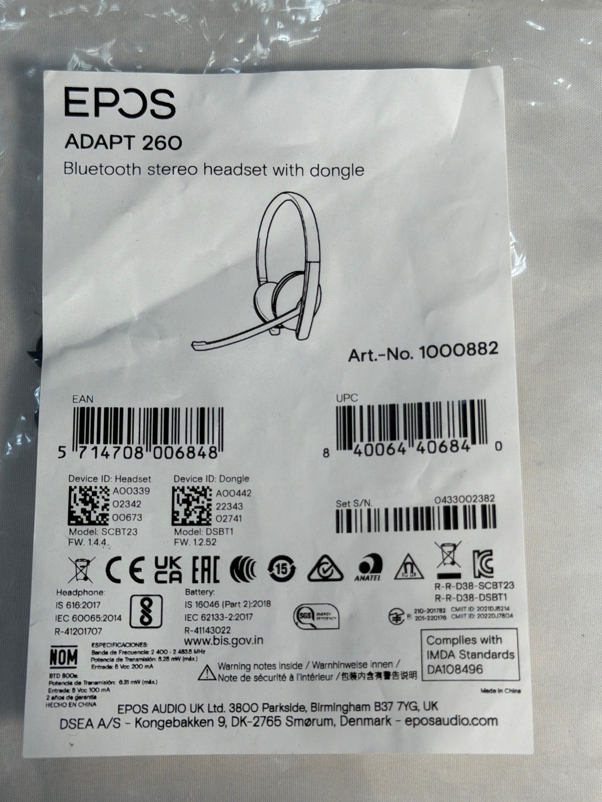 EPOS ADAPT 260 Bluetooth Headset Black