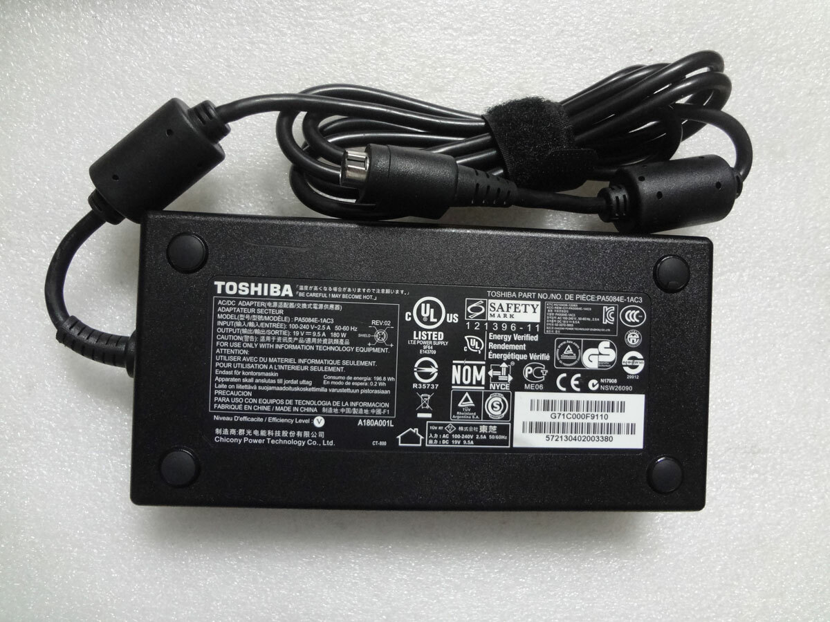 19V 9.5A PA5084E-1AC3 PA3546E-1AC3 for Toshiba 180W Qosmio X870 X505