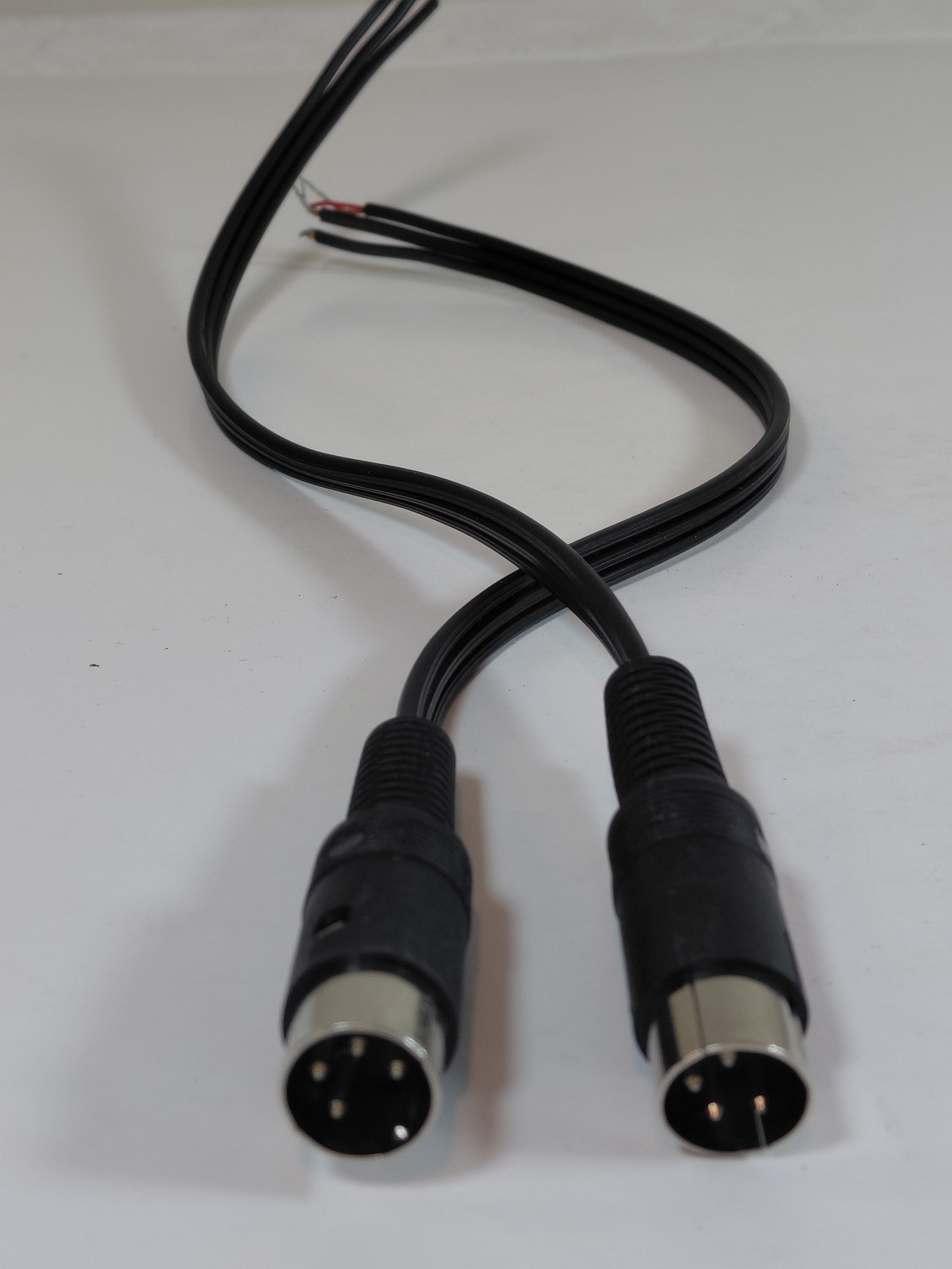 Dual 4-Pin DIN Male to Raw Wire Cable Black for Custom Projects
