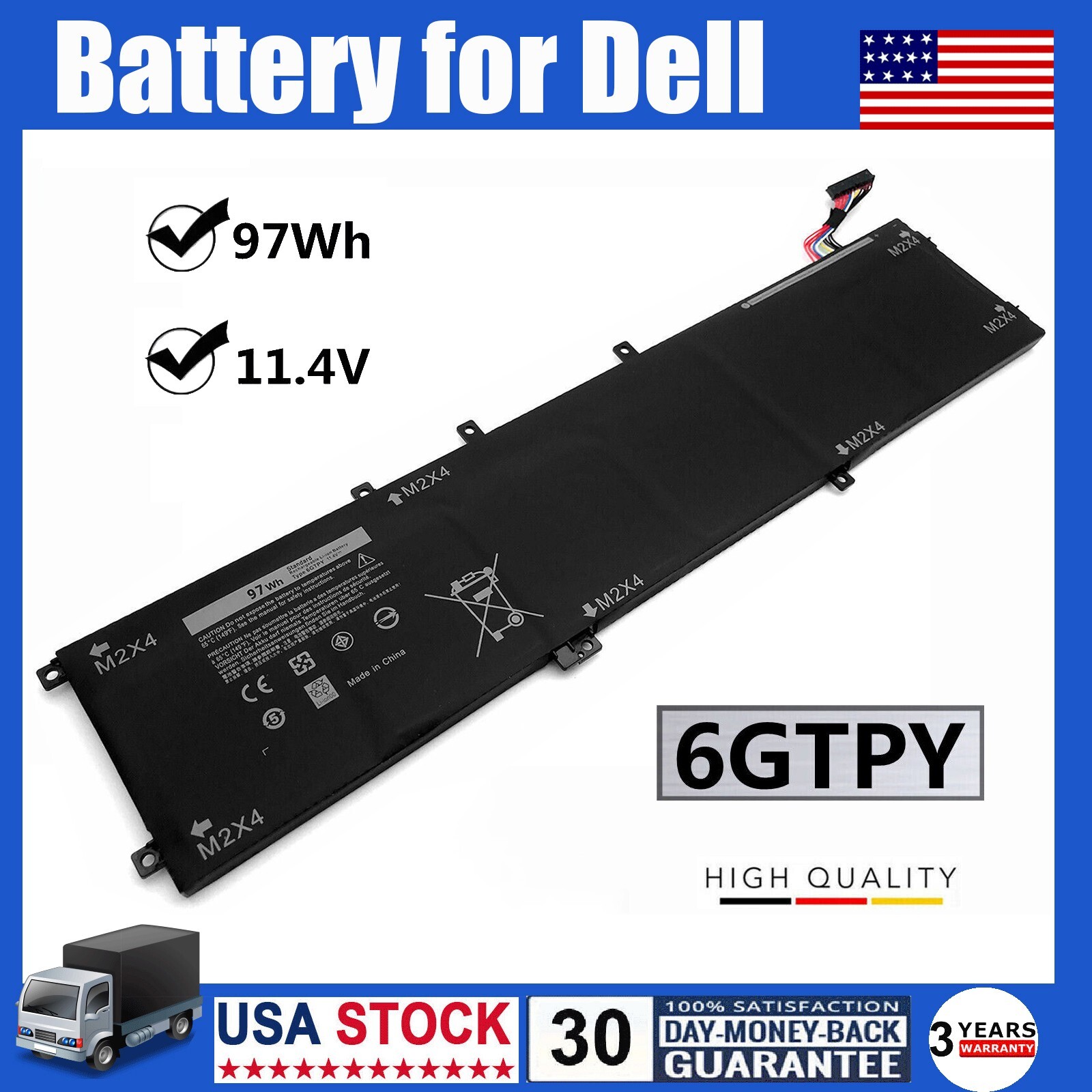 6GTPY Laptop Battery For Dell XPS 15 7590 9570 9560 9550 Precsion 5510 5530 5520