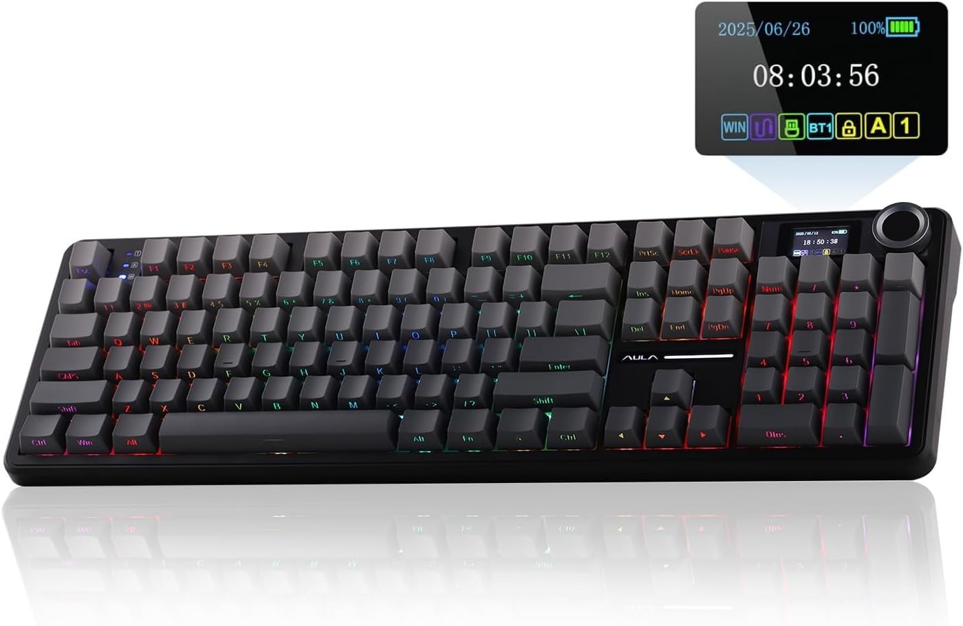 EPOMAKER X Aula F108 PRO Wireless Gaming Keyboard with Screen(Black Gradient)
