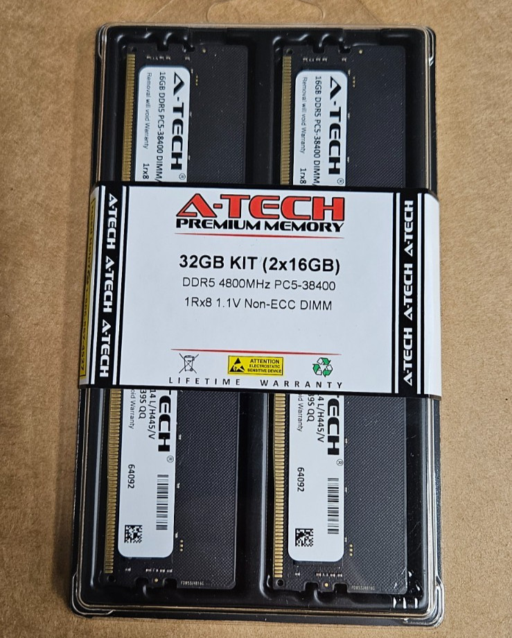 A-Tech 32GB Kit (2x16GB) DDR5 4800MHz PC5-38400 Non-ECC UDIMM Desktop RAM Memory