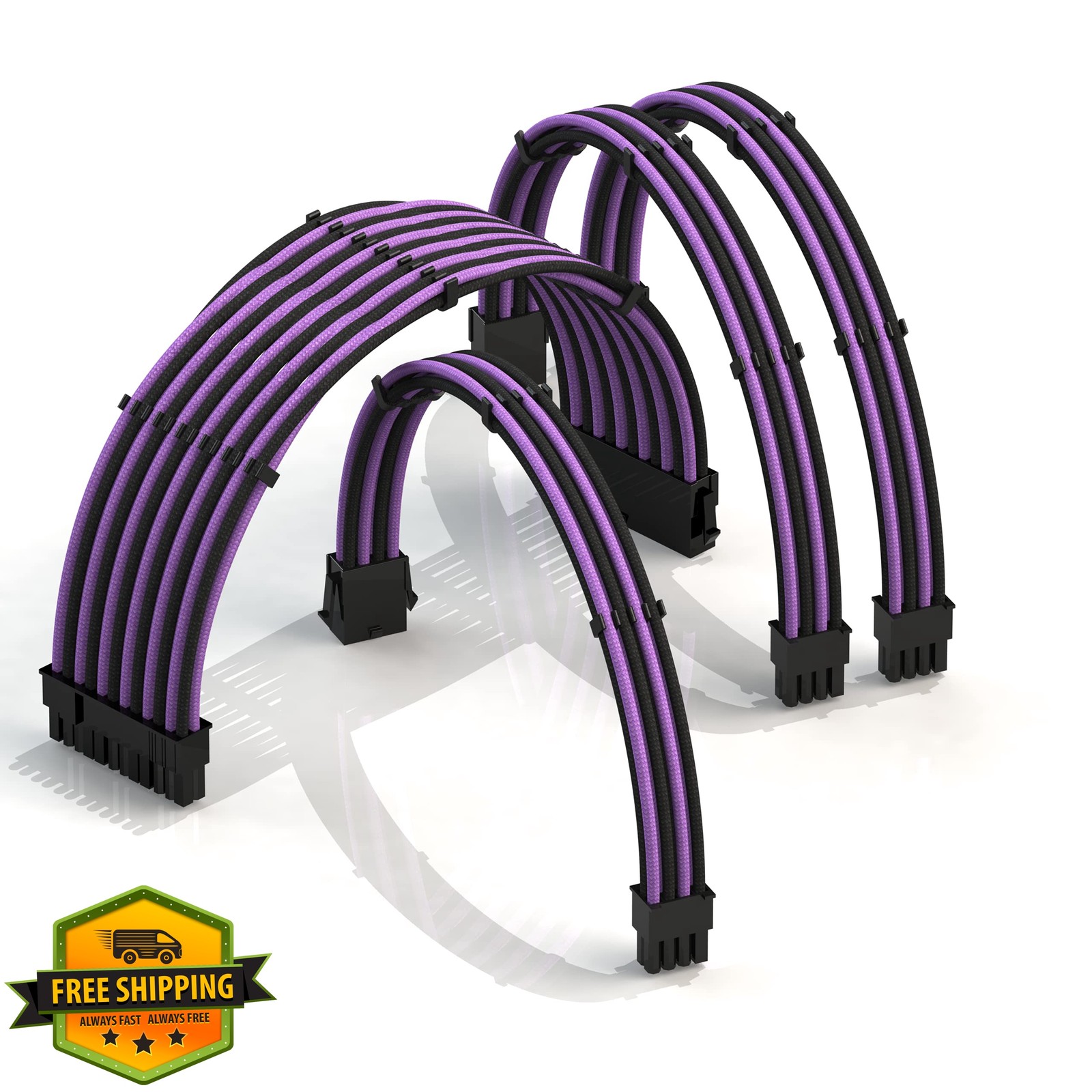 LINKUP 30cm PurpleBlack PSU/CPU/GPU Cable Set
