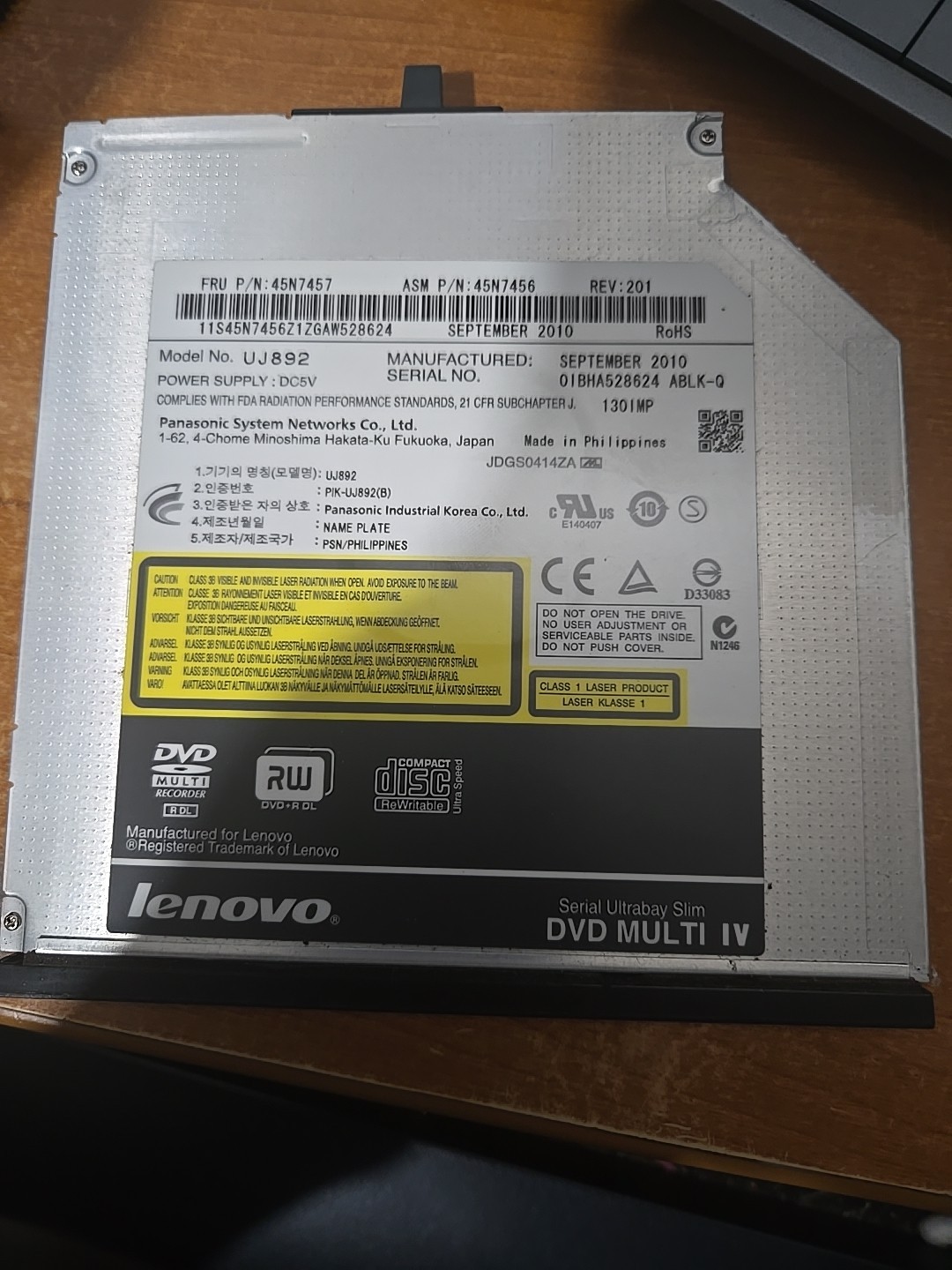 Lenovo UJ892 Slim 9.5mm Internal Laptop DVD±RW Drive Tested Working