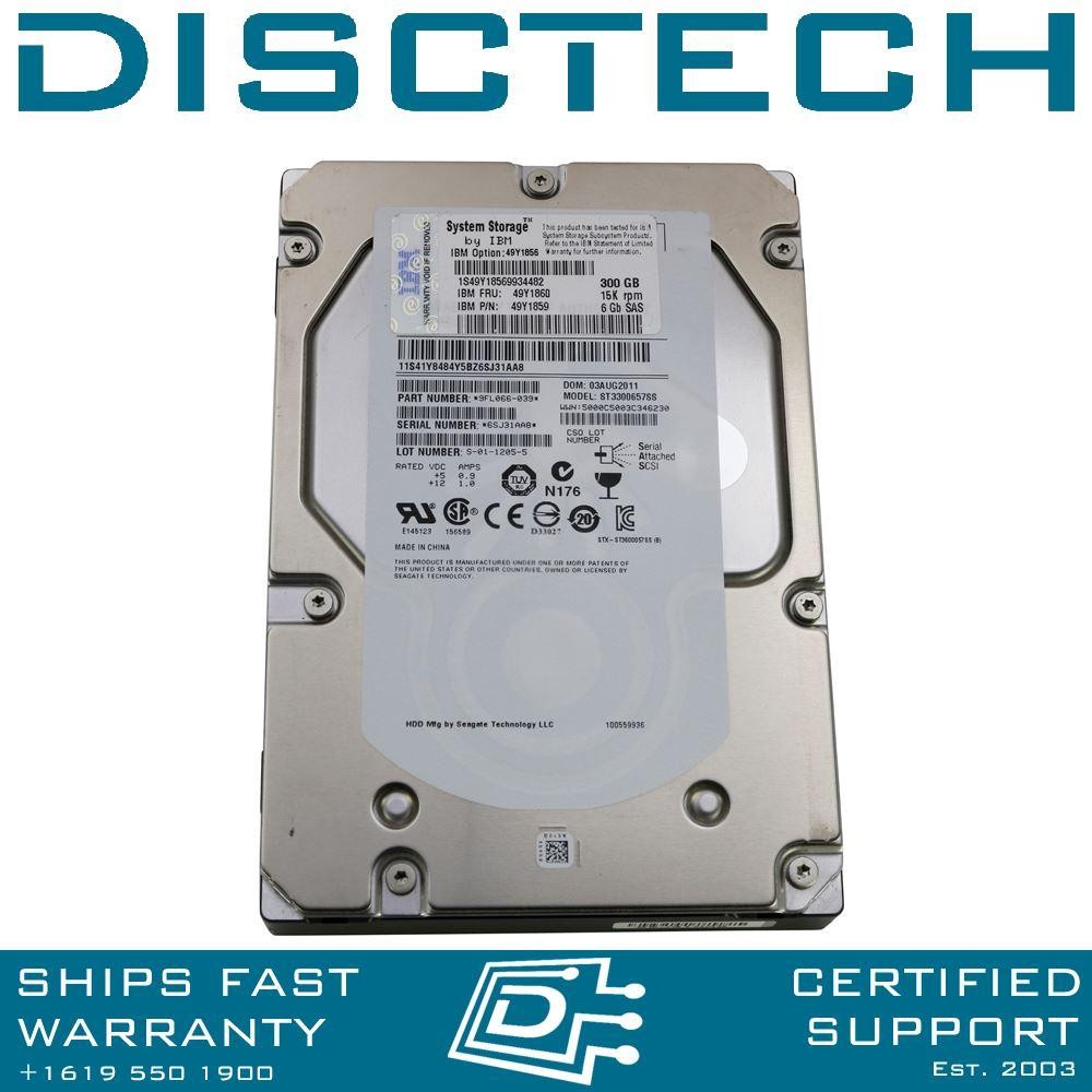 IBM 49Y1860 49Y1859 49Y1856 9FN066-038 300GB 15K 6Gbs 3.5" LFF SAS DS3500 DS3512