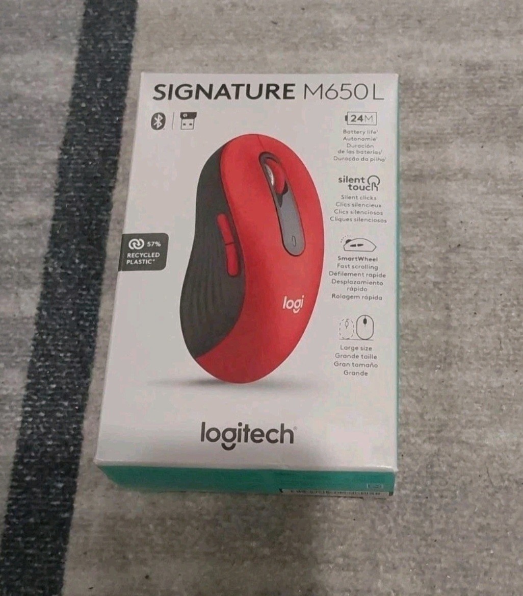 Logitech Signature M650 L Full Size Wireless Mouse For Large Size Red NEW L***