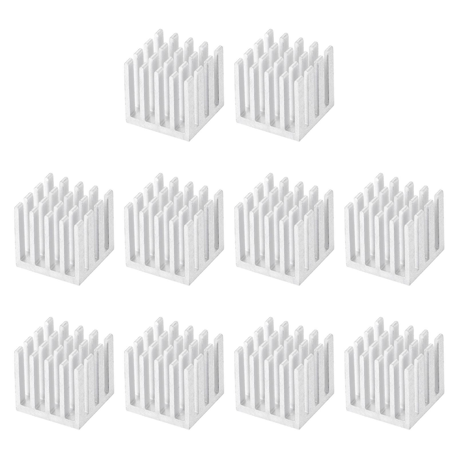 10 Pcs 15x15x15mm Aluminum Heatsink Radiator for MOS IC Chip Silver Tone