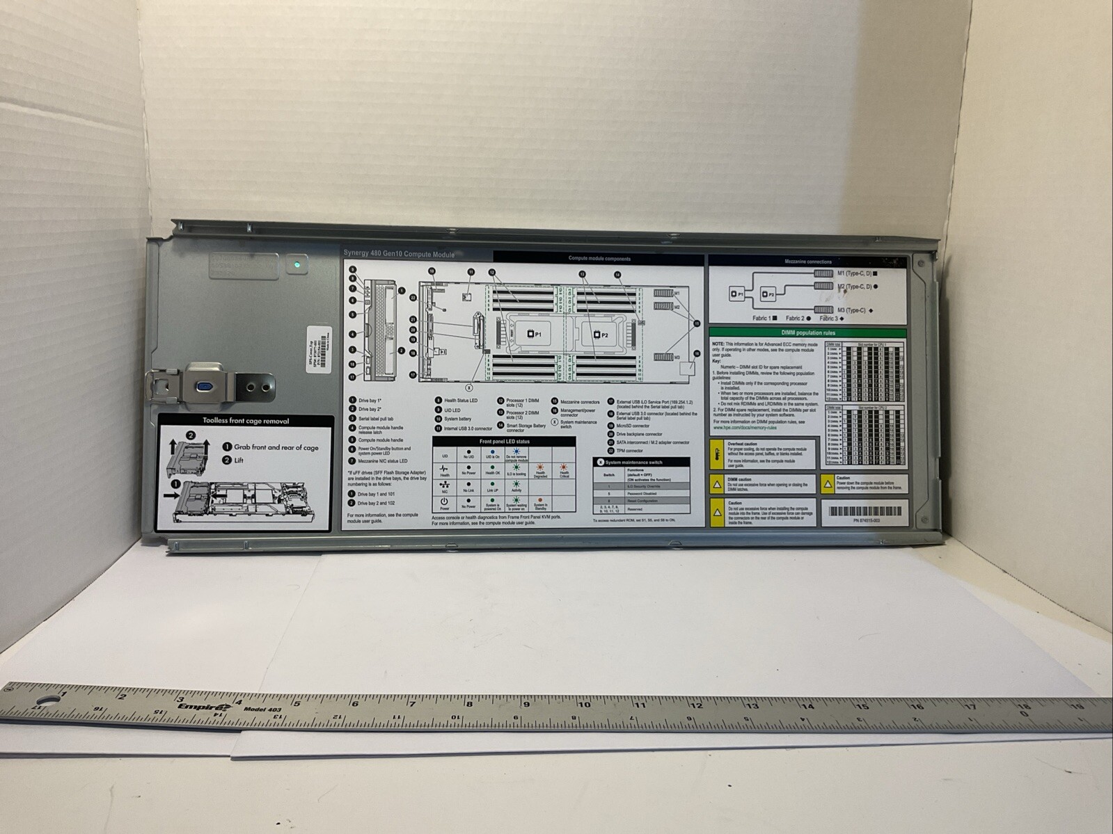HPE Synergy 480 Cover Top SPS Cover Top 873077-001, 872154-001
