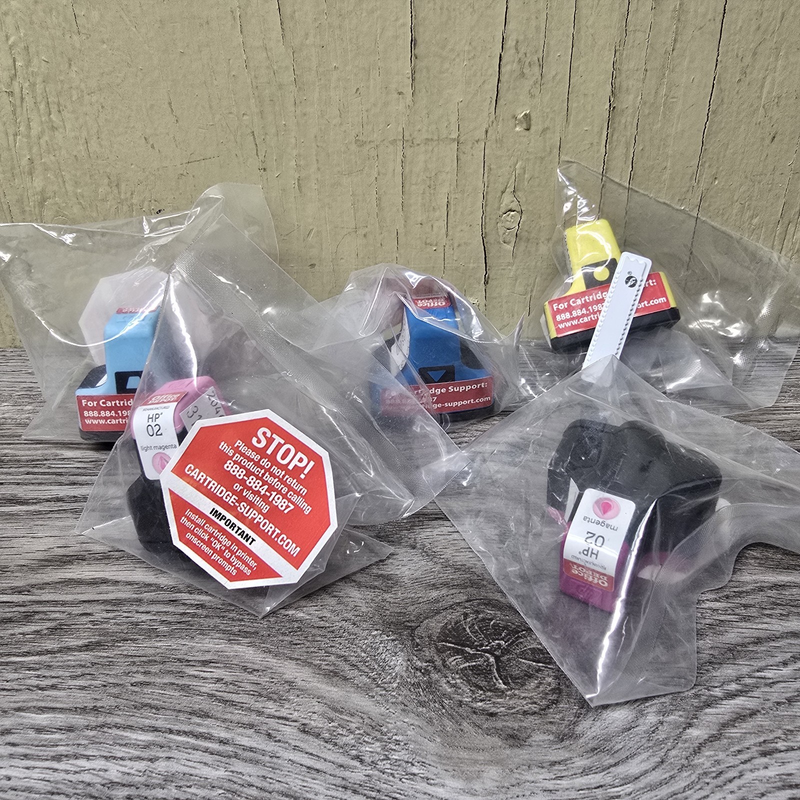 Lot 5 HP 02 Ink Cartridges Cyan Yellow Light Magenta Office Depot