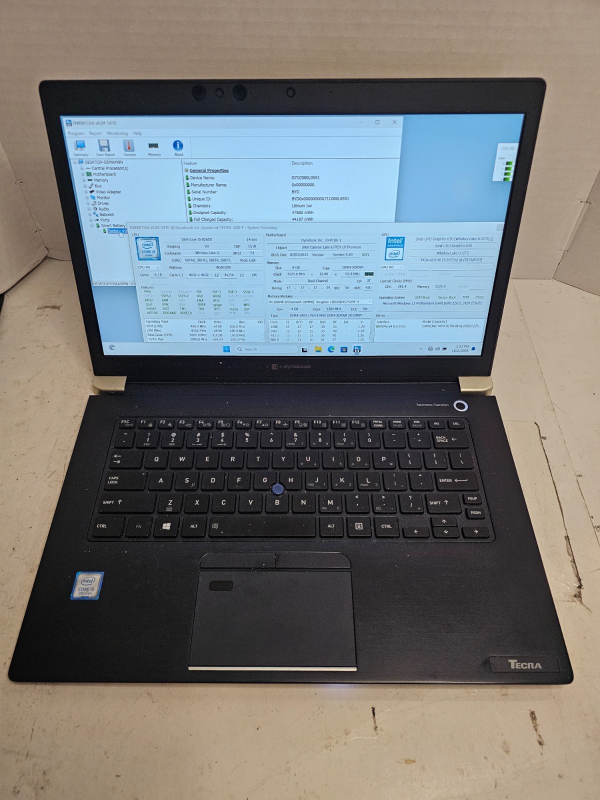Dynabook Tecra x40-F i5-8265U 8GB RAM 256GB SSD Win 11#04