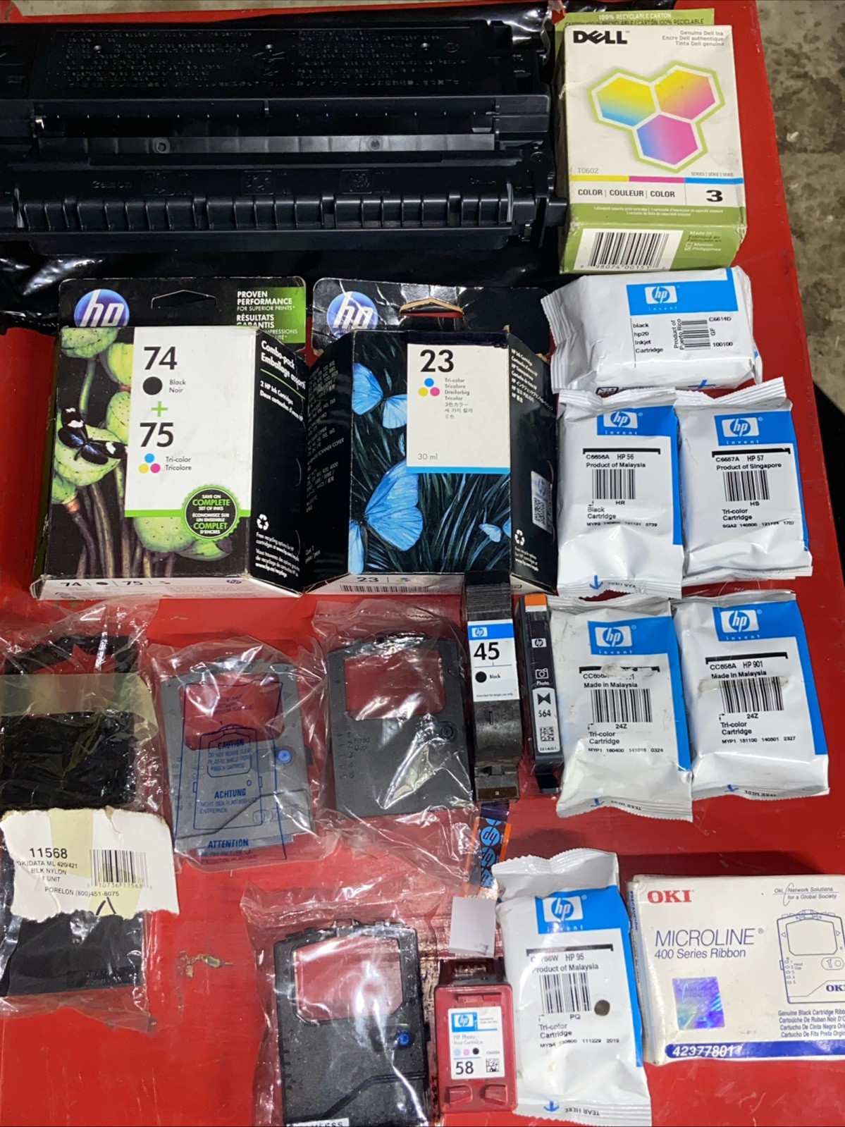 Huge Vintage Canon HP Dell Printer Ink & Toner Lot - New NOS Sealed Pull-Tabs