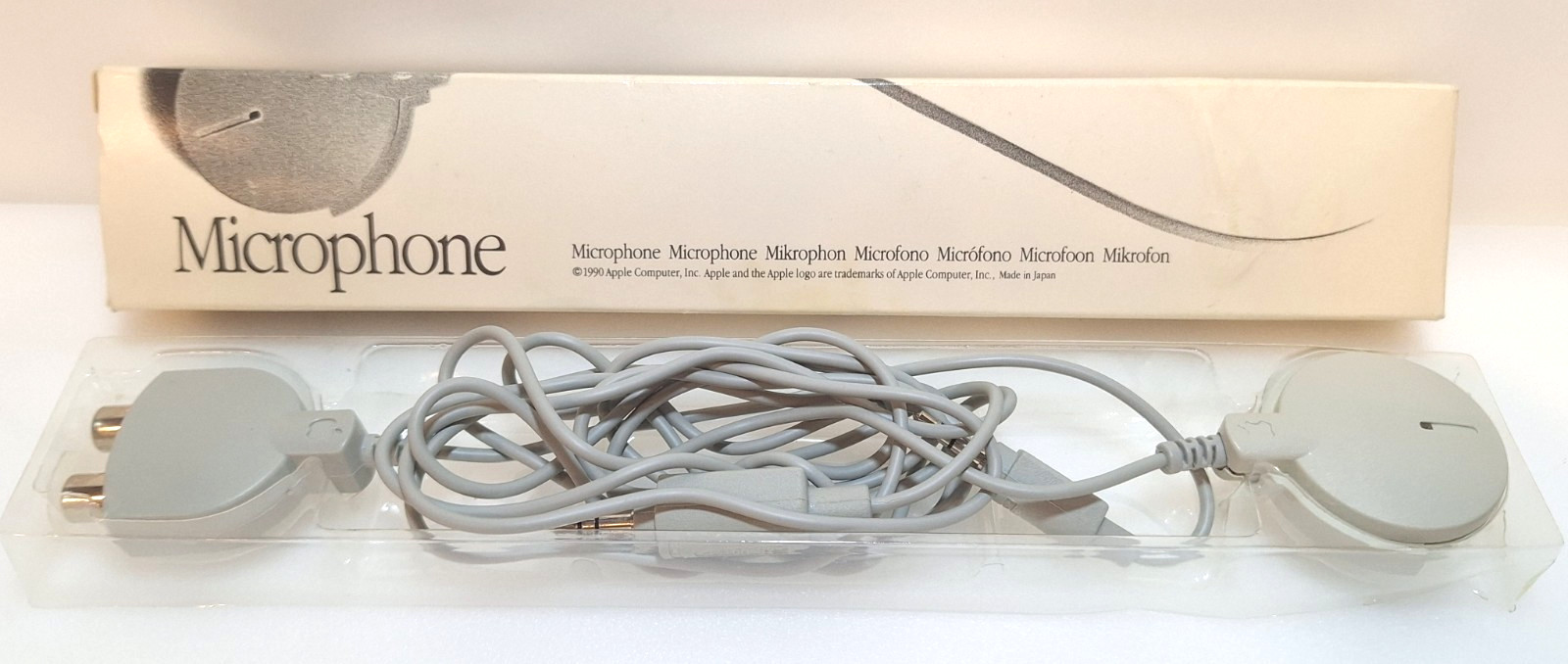 Apple Mac Microphone Vintage 1990 Model 590-0617-A AUX Original Box Gray Japan
