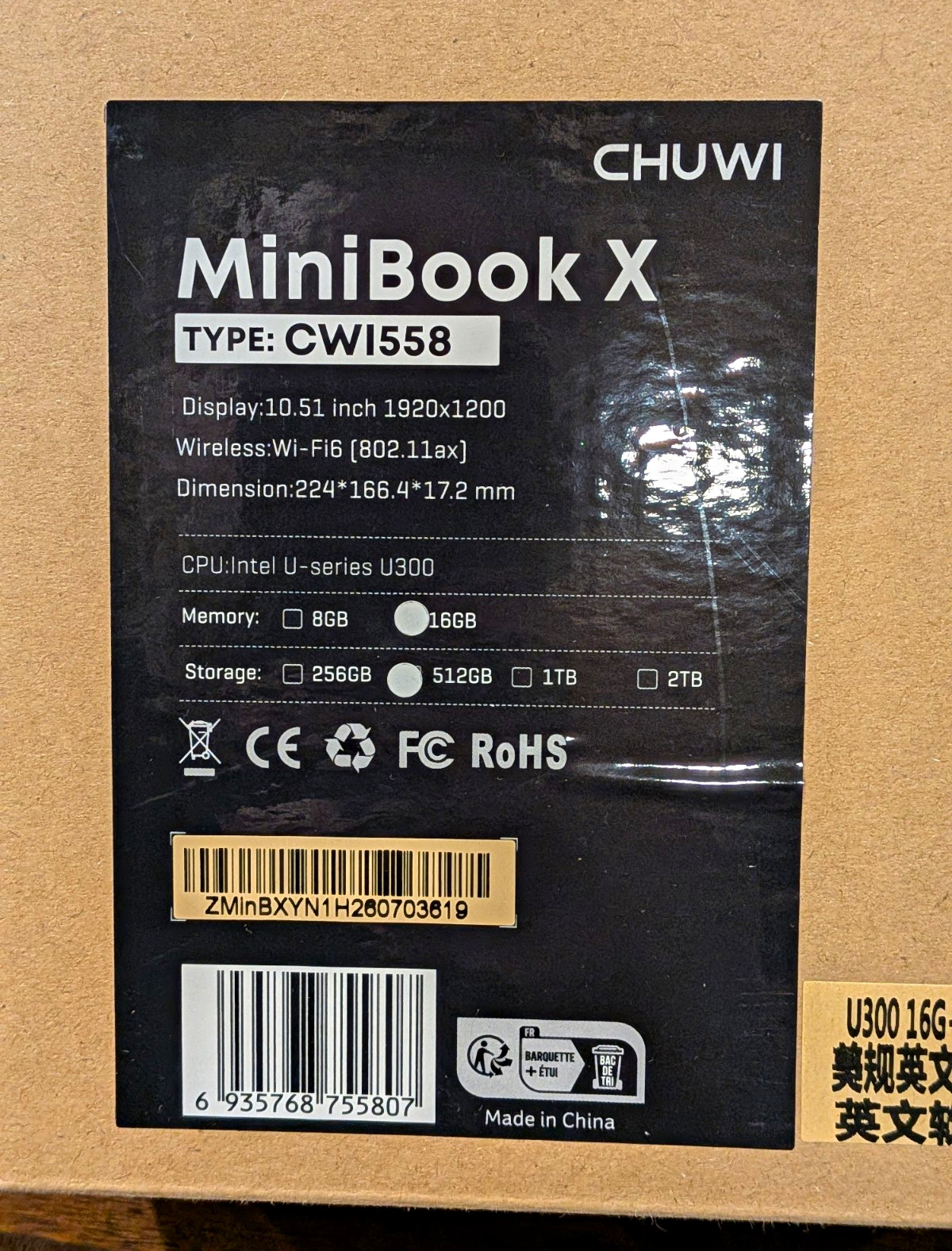 CHUWI MiniBook X 10.51" Intel U300 16GB 512GB SSD 2-in-1
