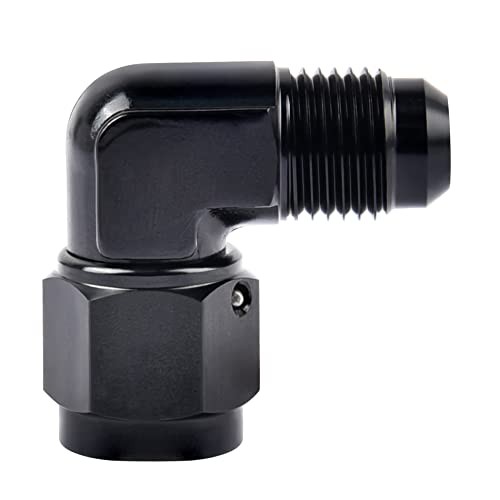 Female to Male Flare Swivel Fitting Adapter Aluminium Black 3AN 90 Degree