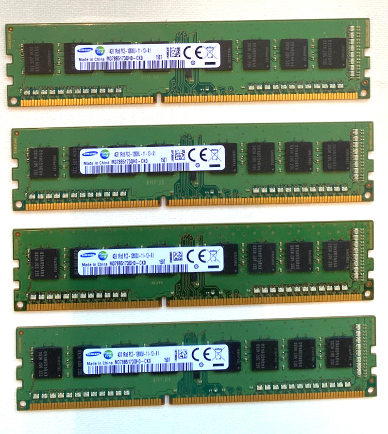 Lot Of 4 Samsung 4GB 1Rx8 PC3-12800U-11-13-A1 NON-ECC M378B5173QH0-CK0