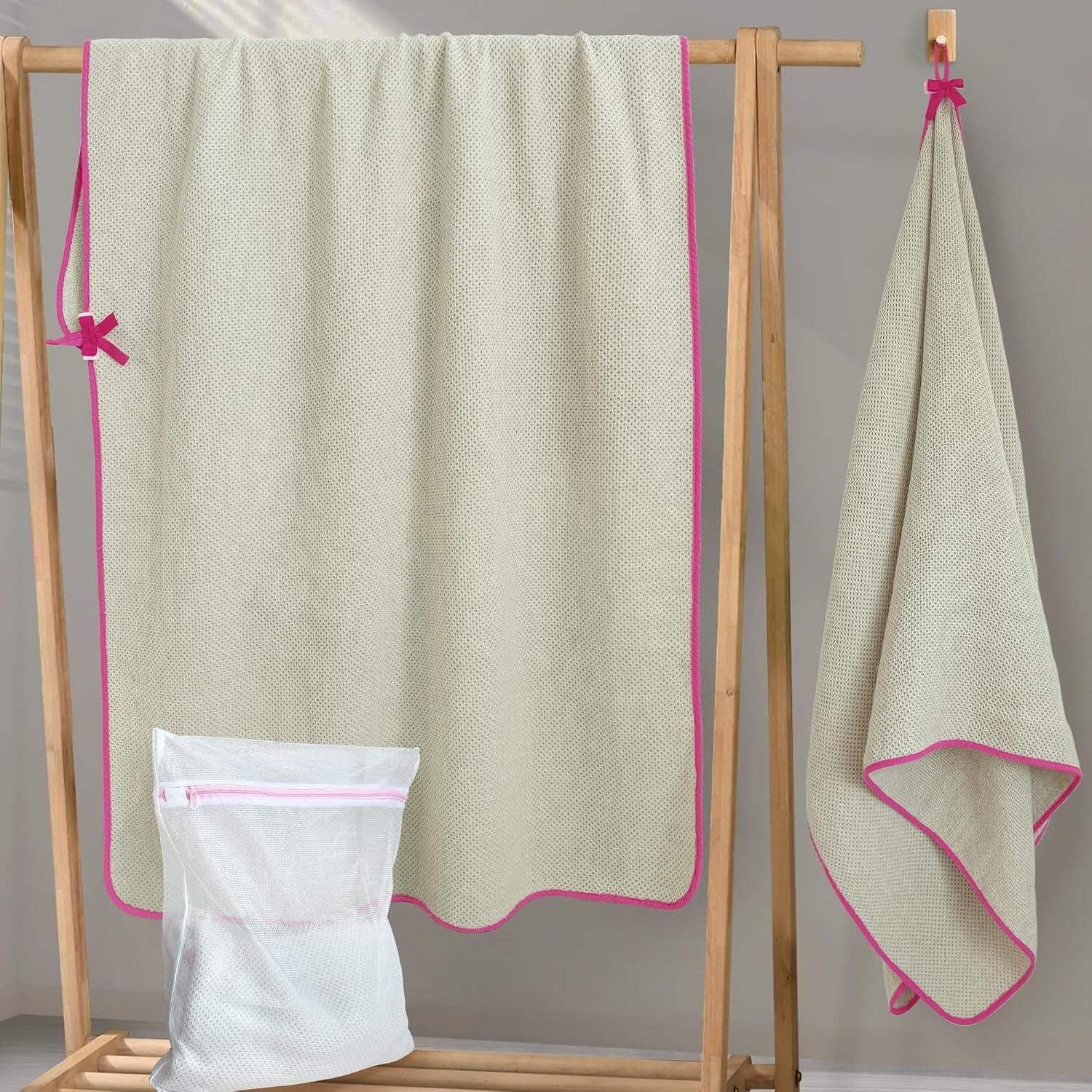 Bath Towels 2 Pack, 100% Cotton, 57x33 in, Beige