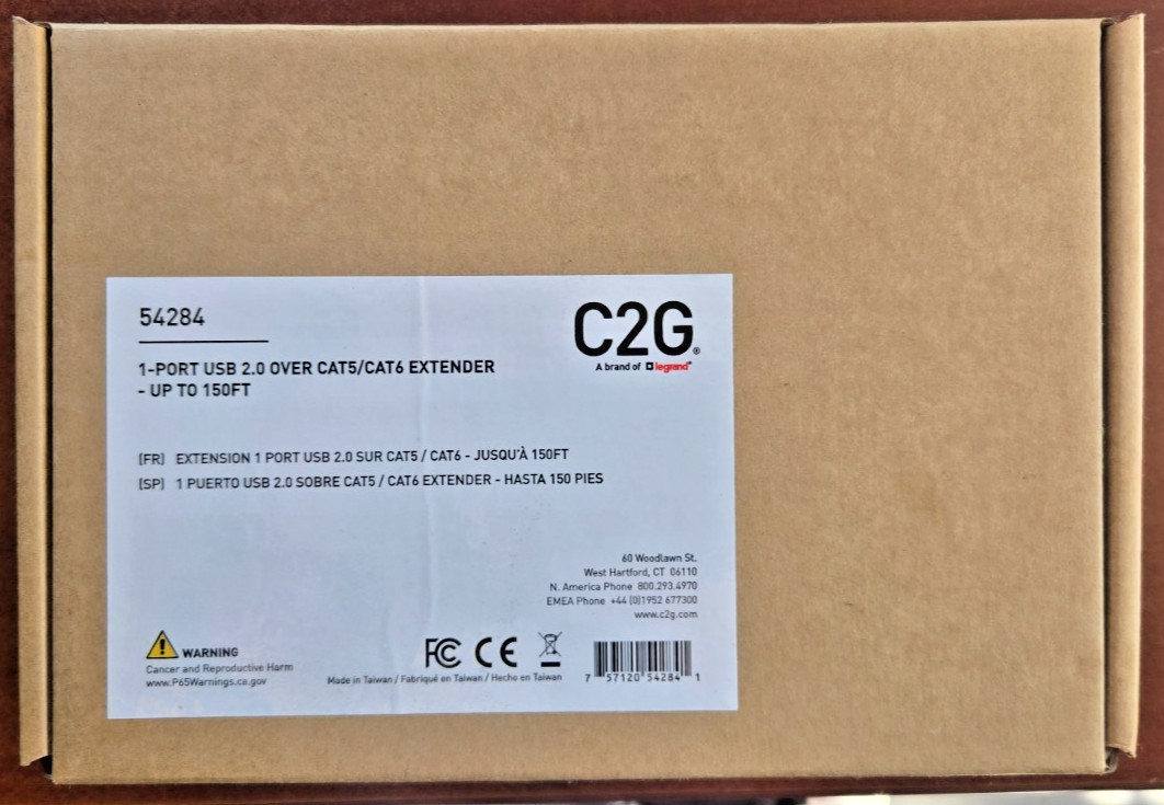 Legrand - C2G 54284 1 Port USB 2.0 Over Cat5/Cat6 Extender Extension up to 150ft