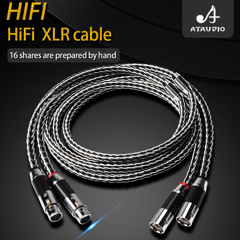Pair 8TC XLR Audio Cable 7N OCC XLR Balanced Cord with Rhodium Plated XLR Plug