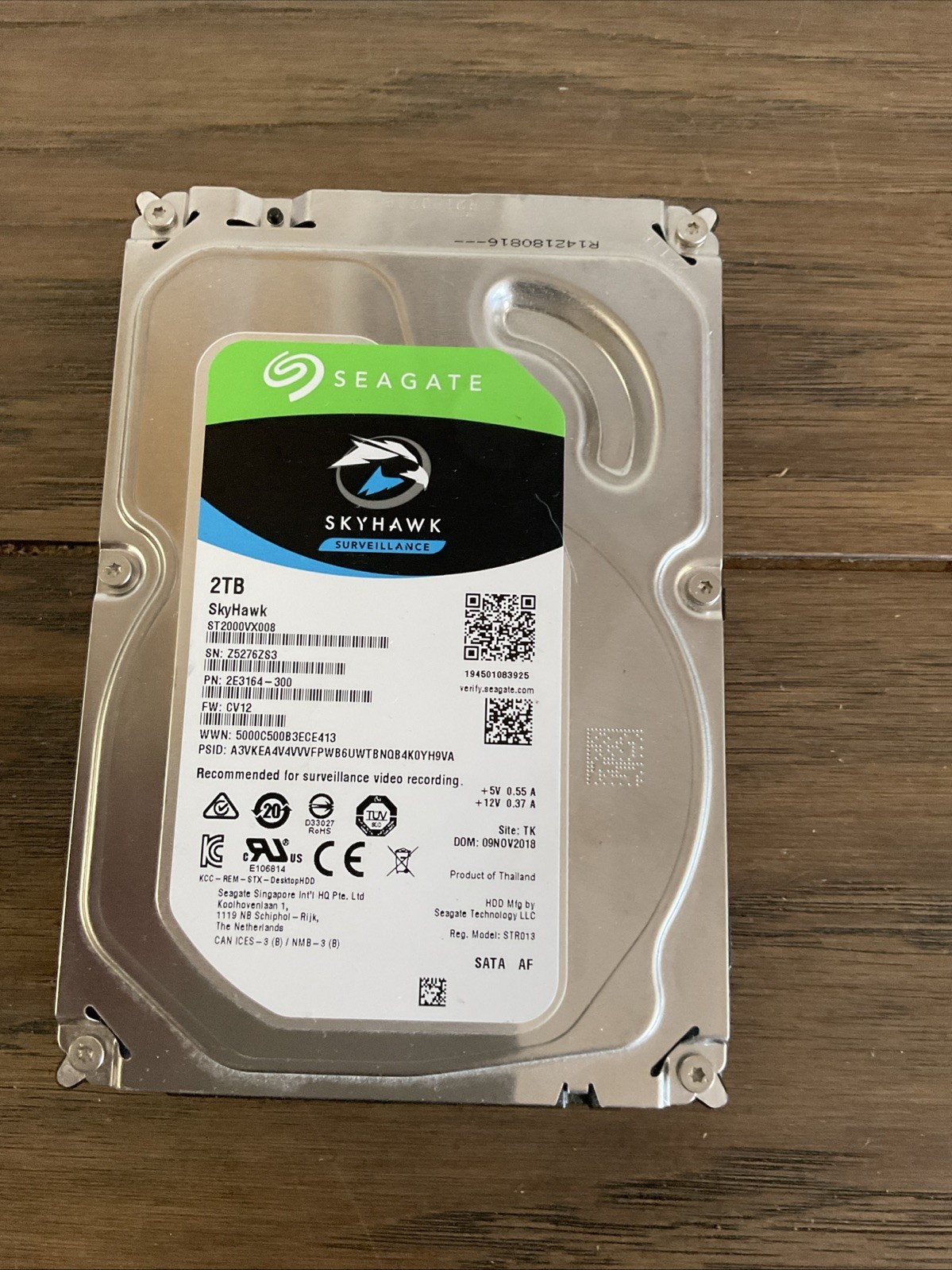 Seagate SkyHawk ST2000VX008 SATA 2TB 3.5" Internal Hard Drive for CCTV DVR NVR