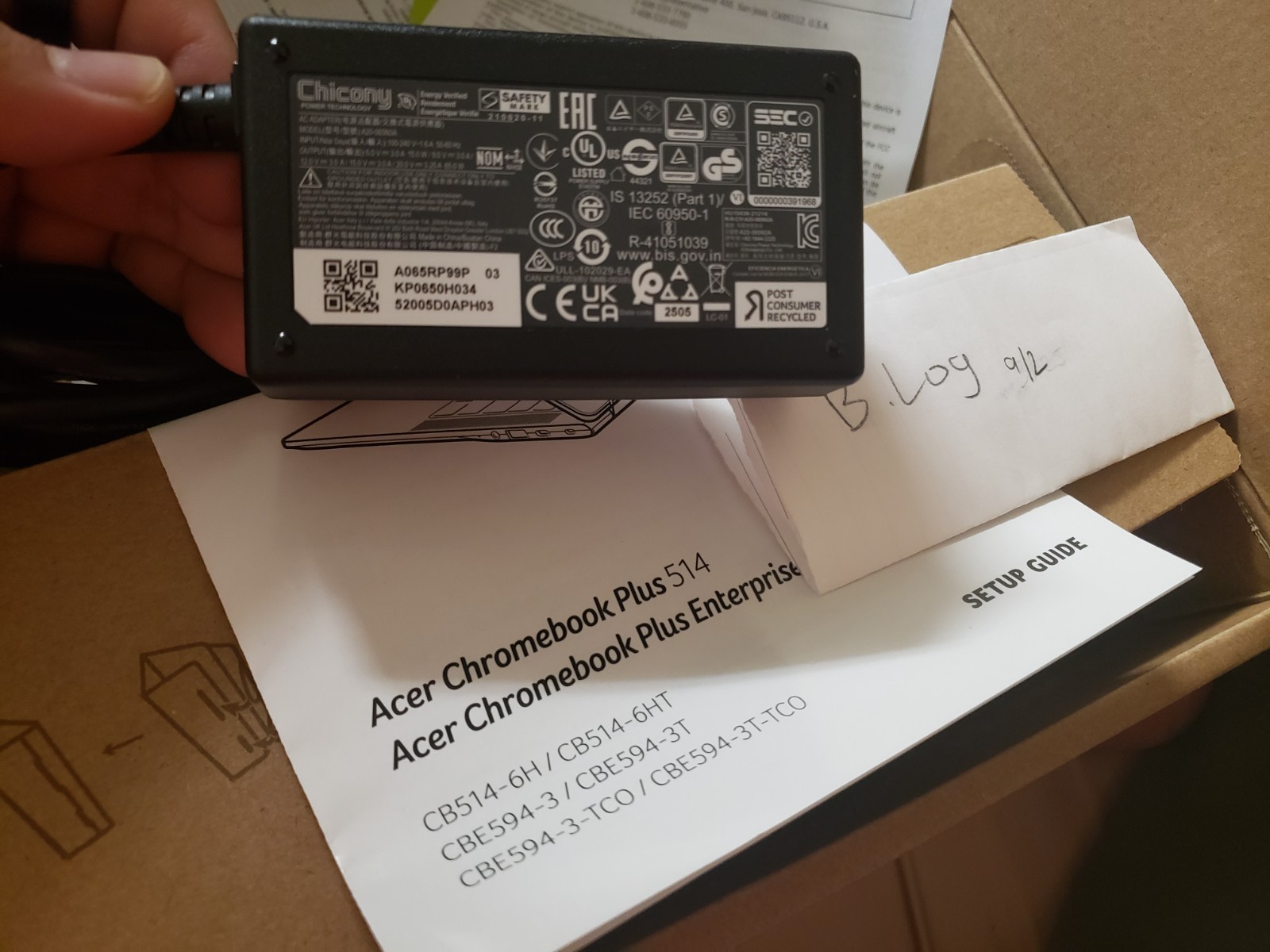Acer Chromebook Plus 514 CB514-4H CB514-4HT Ac Adapter Charger & Power Cord 65W